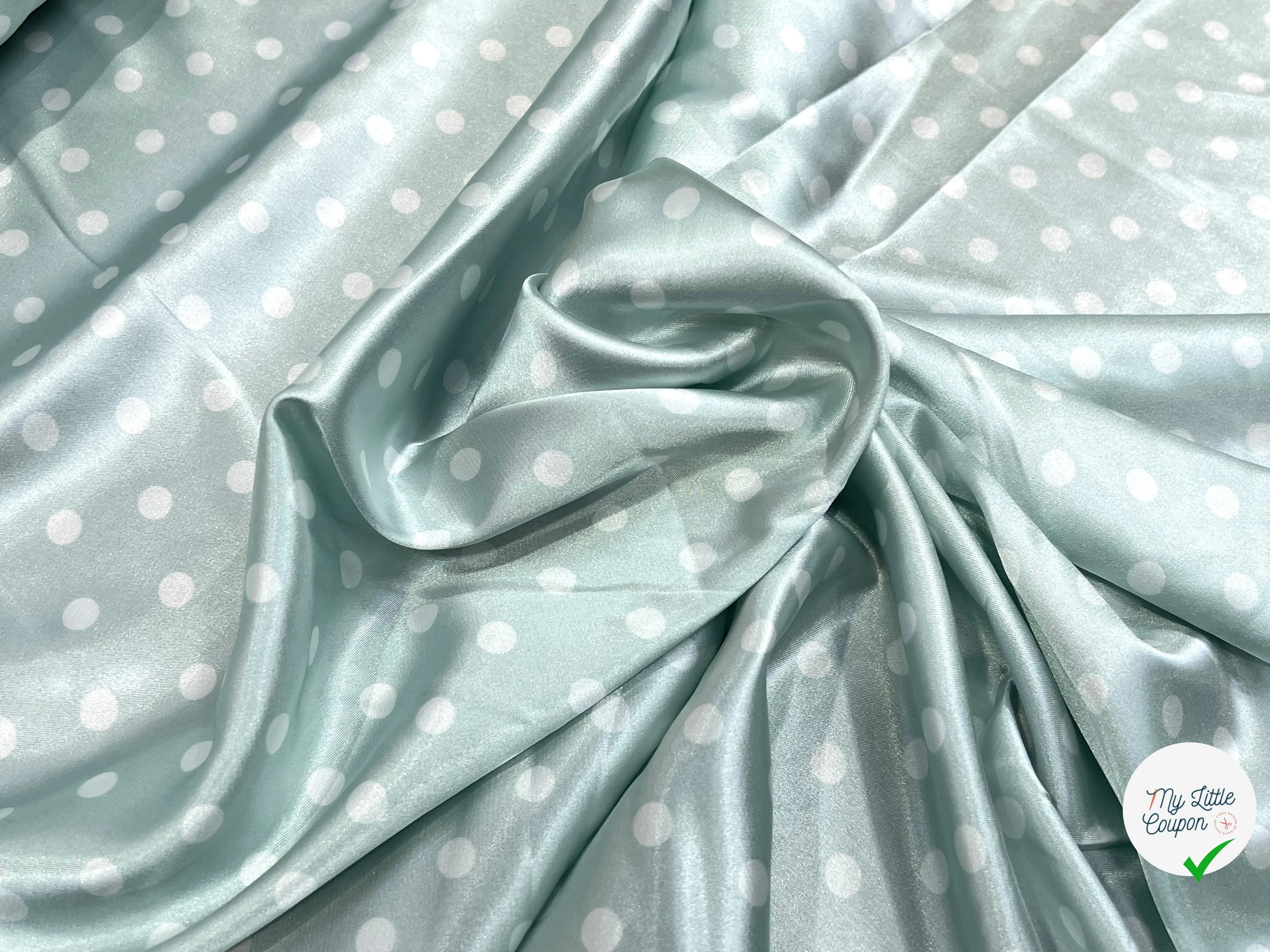 SATIN IMPRIMÉ POIS BLEU CIEL - My Little Coupon