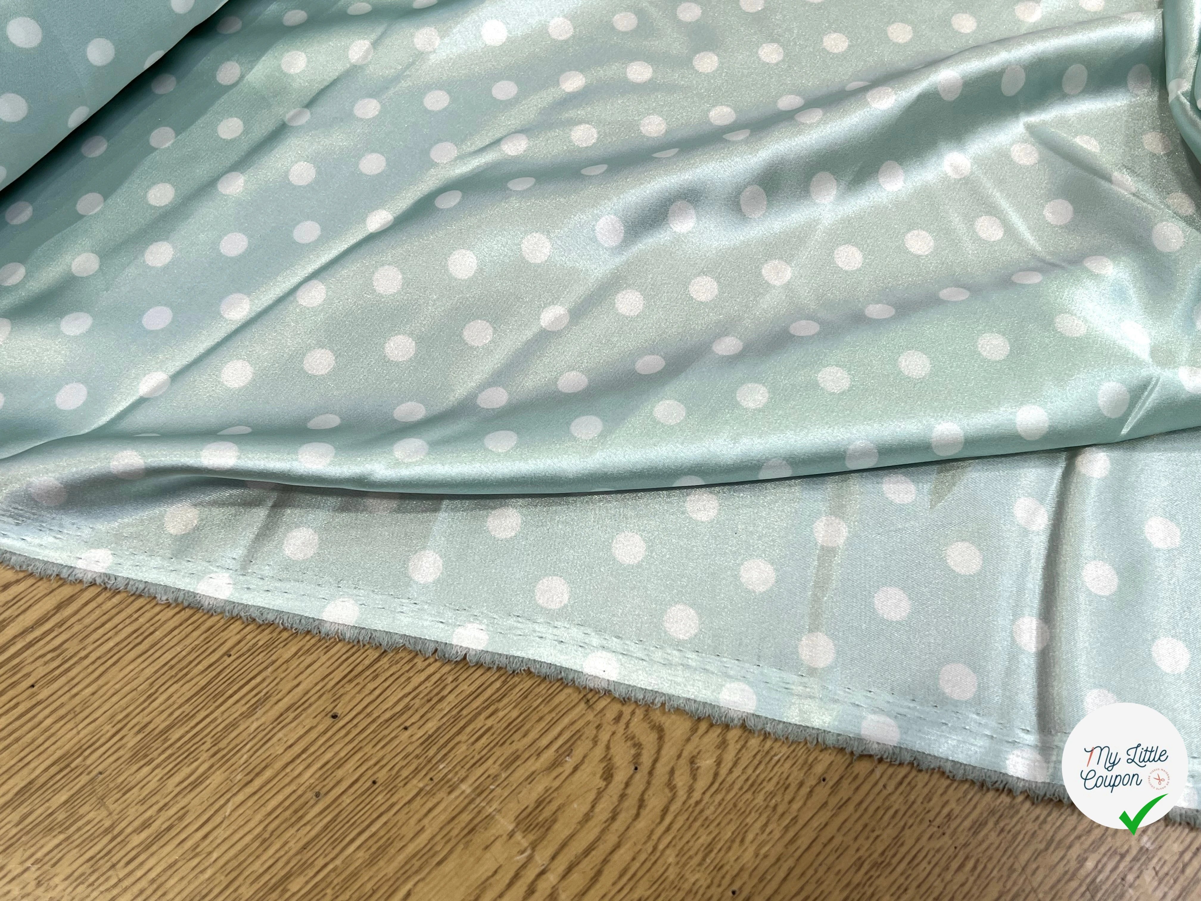 SATIN IMPRIMÉ POIS BLEU CIEL - My Little Coupon
