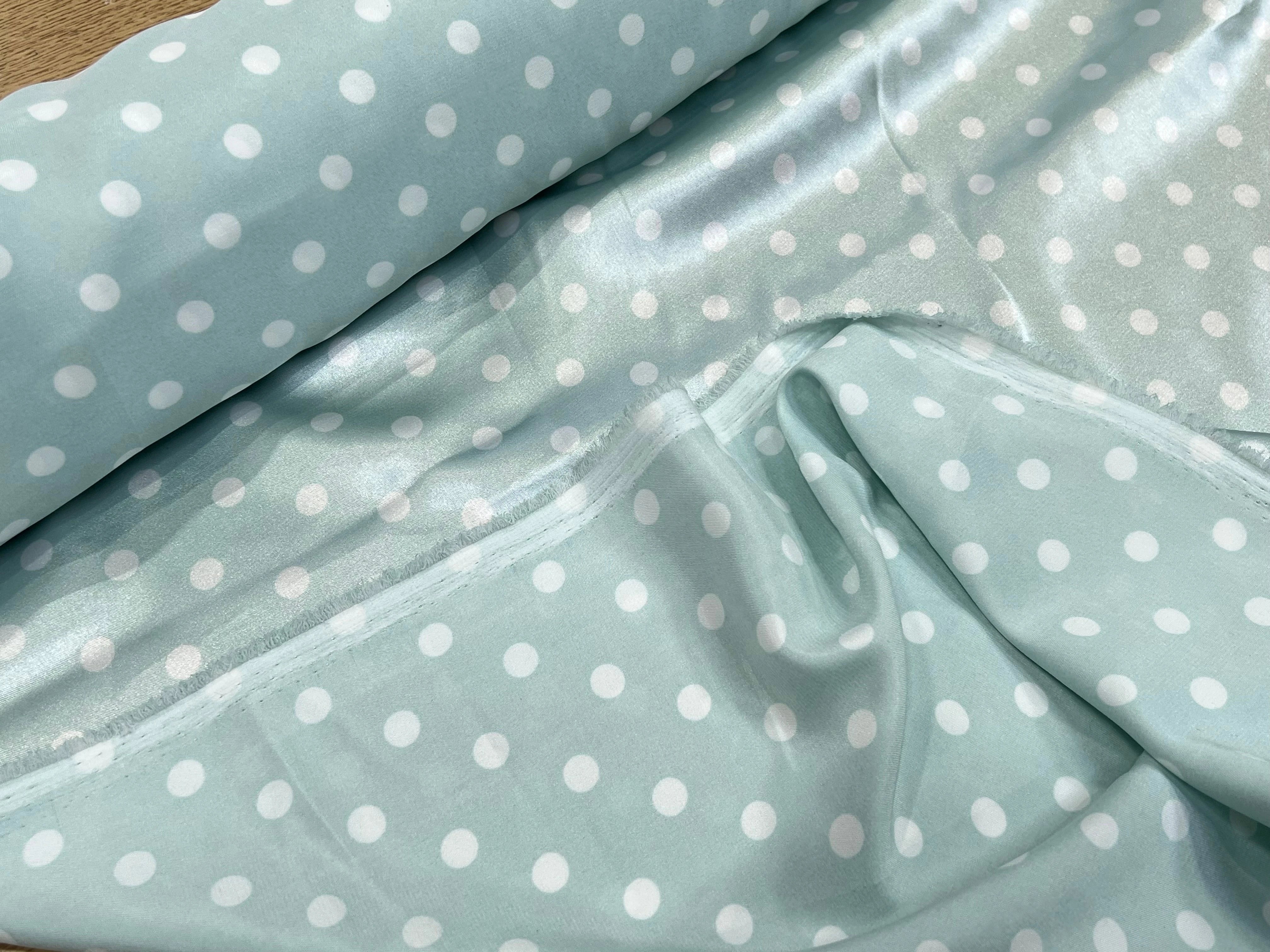 SATIN IMPRIMÉ POIS BLEU CIEL - My Little Coupon