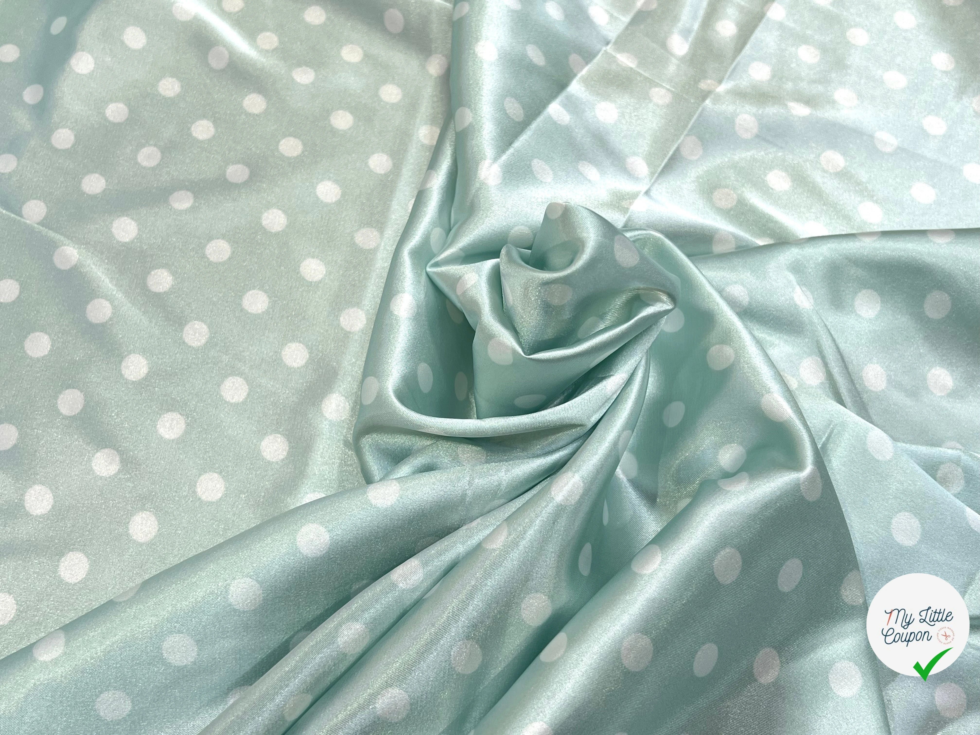 SATIN IMPRIMÉ POIS BLEU CIEL - My Little Coupon
