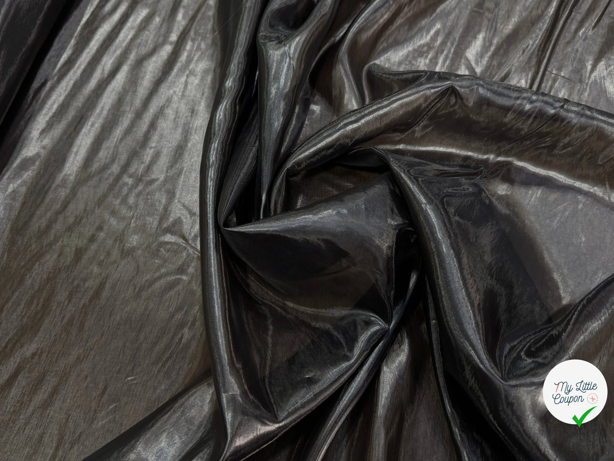 SATIN ORGANZA ULTRA LISSE FLUIDE NOIR EFFET HUILÉ - My Little Coupon