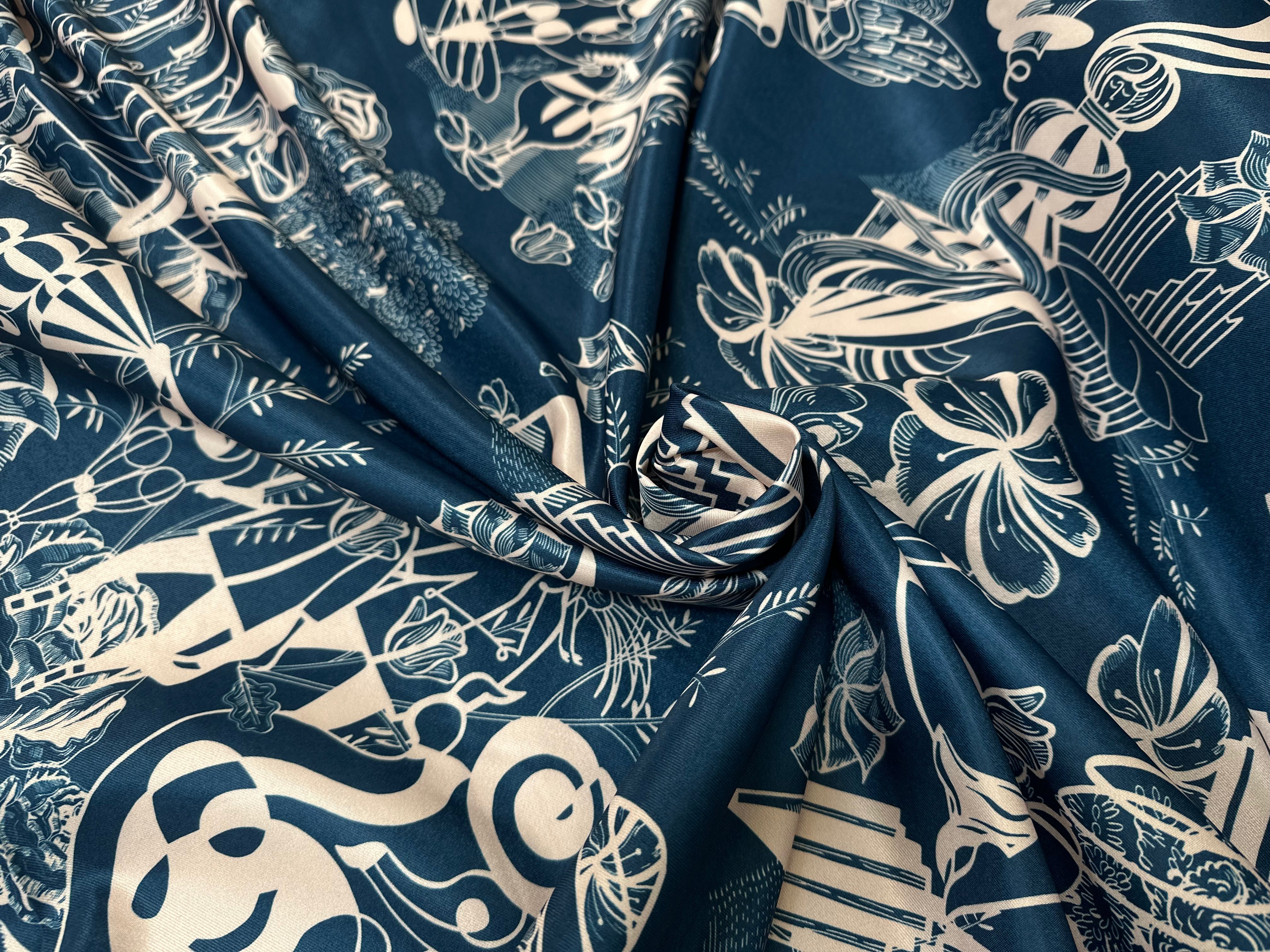 SATIN SERGÉ LOURD CREATORE BLEU SAUMON - My Little Coupon