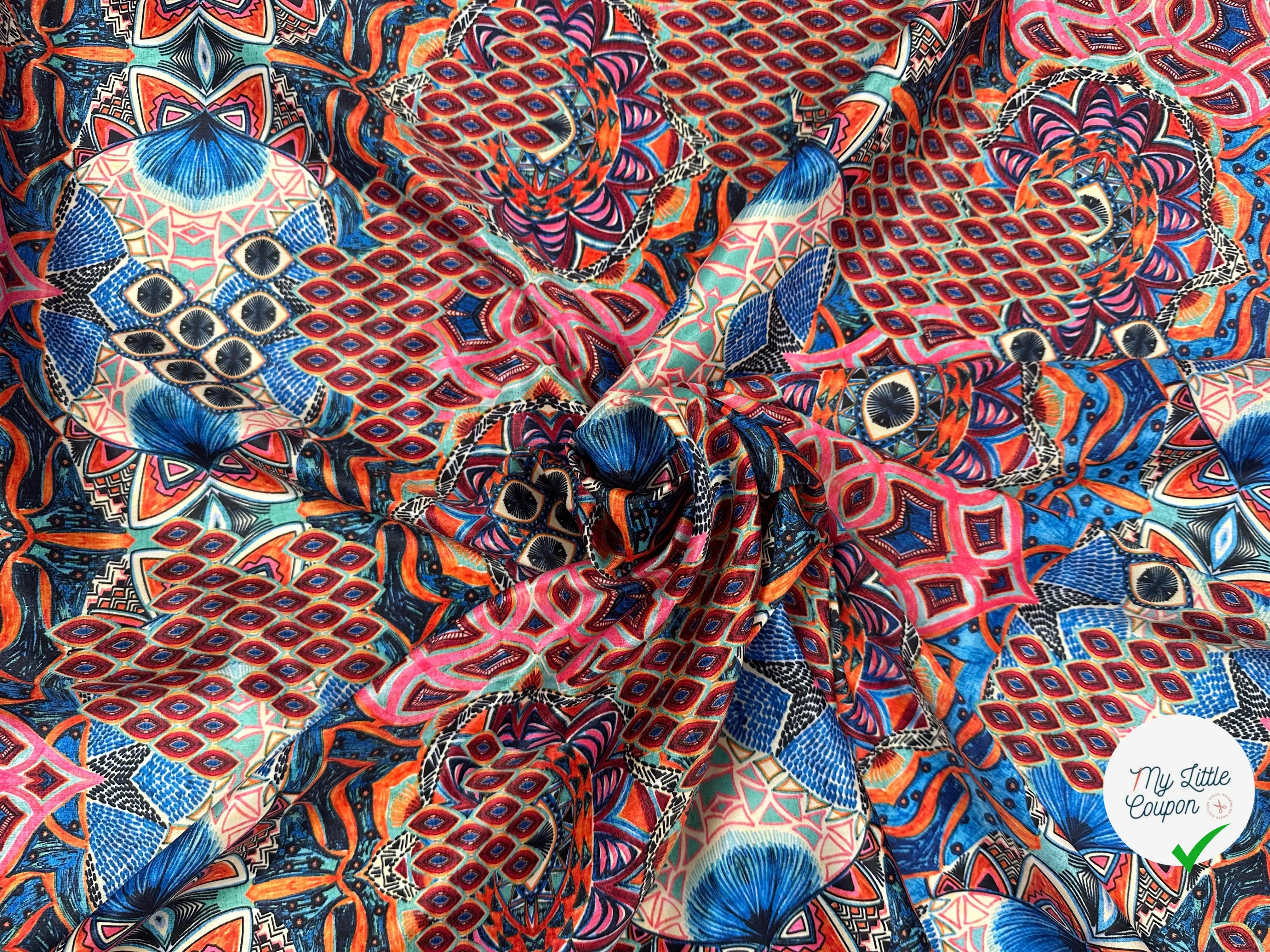 SATIN VELOUTÉ ABSTRACT COLOUR ORANGÉ - My Little Coupon