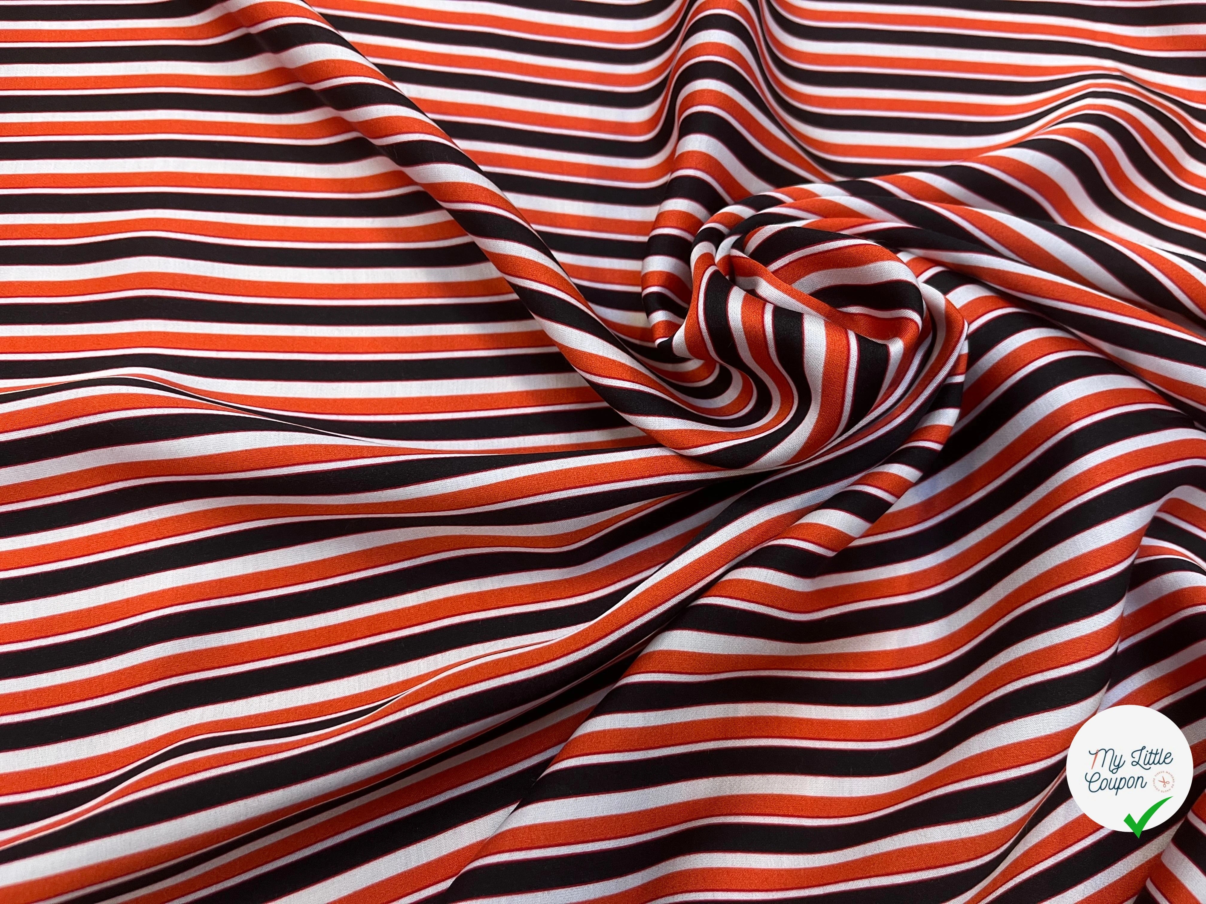 SATIN VISCOSE À RAYURES MULTICOLORES 134CM - My Little Coupon