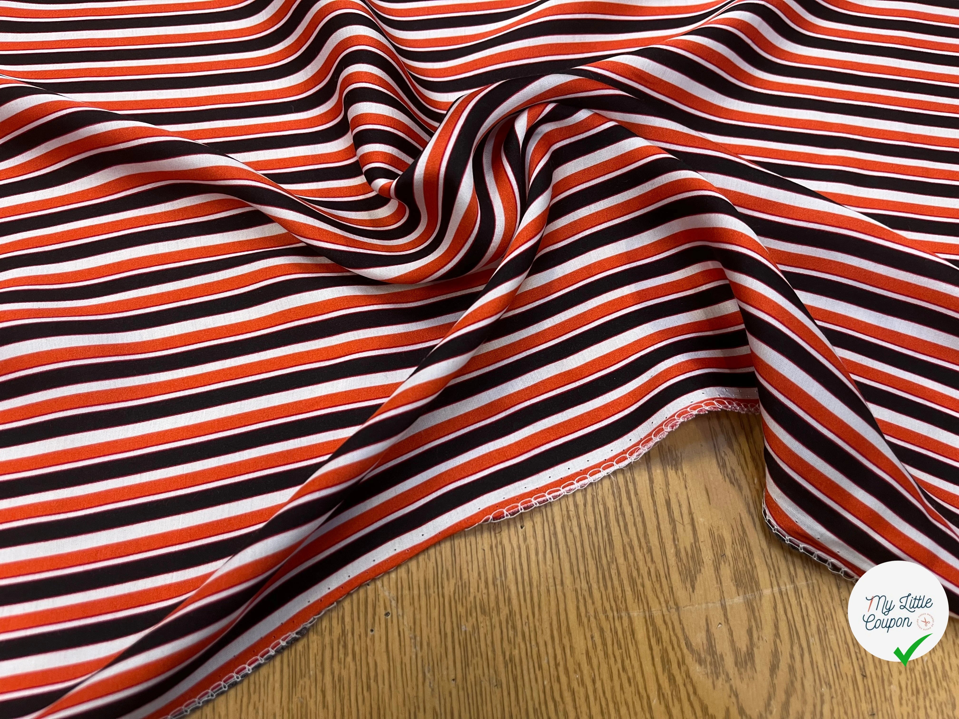 SATIN VISCOSE À RAYURES MULTICOLORES 134CM - My Little Coupon