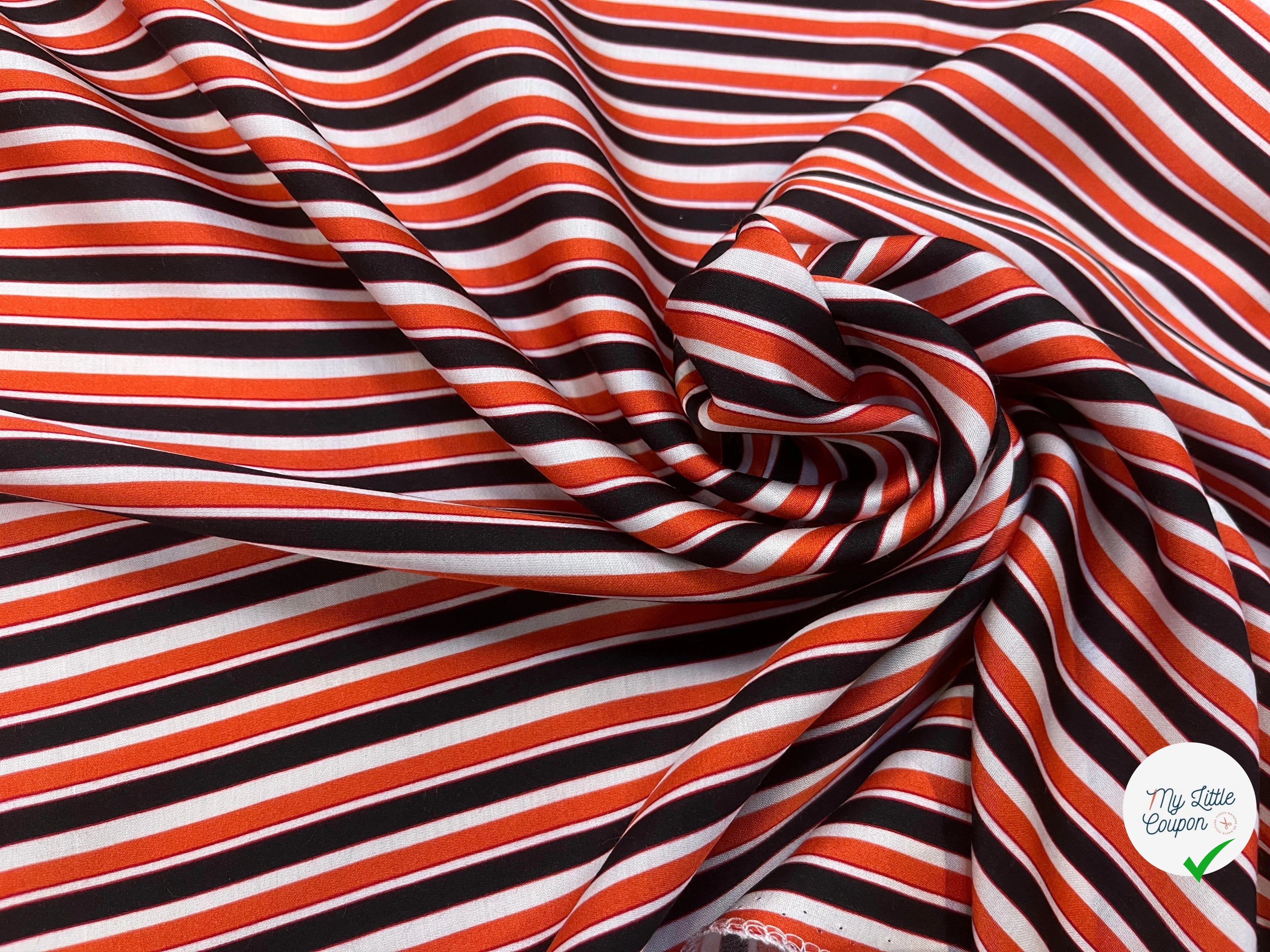 SATIN VISCOSE À RAYURES MULTICOLORES 134CM - My Little Coupon