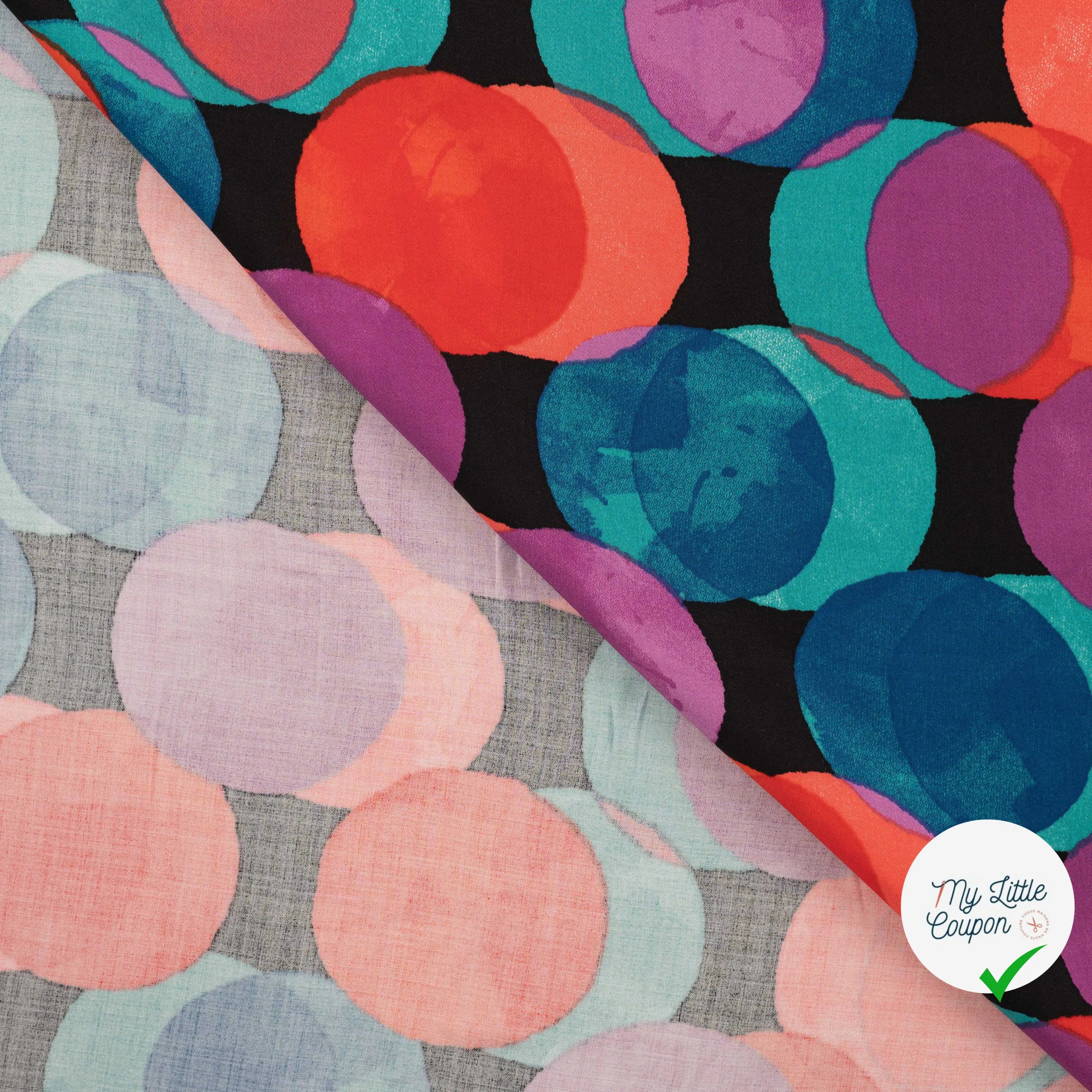 SATIN VISCOSE FUNNY DOTS CYCLAM - My Little Coupon