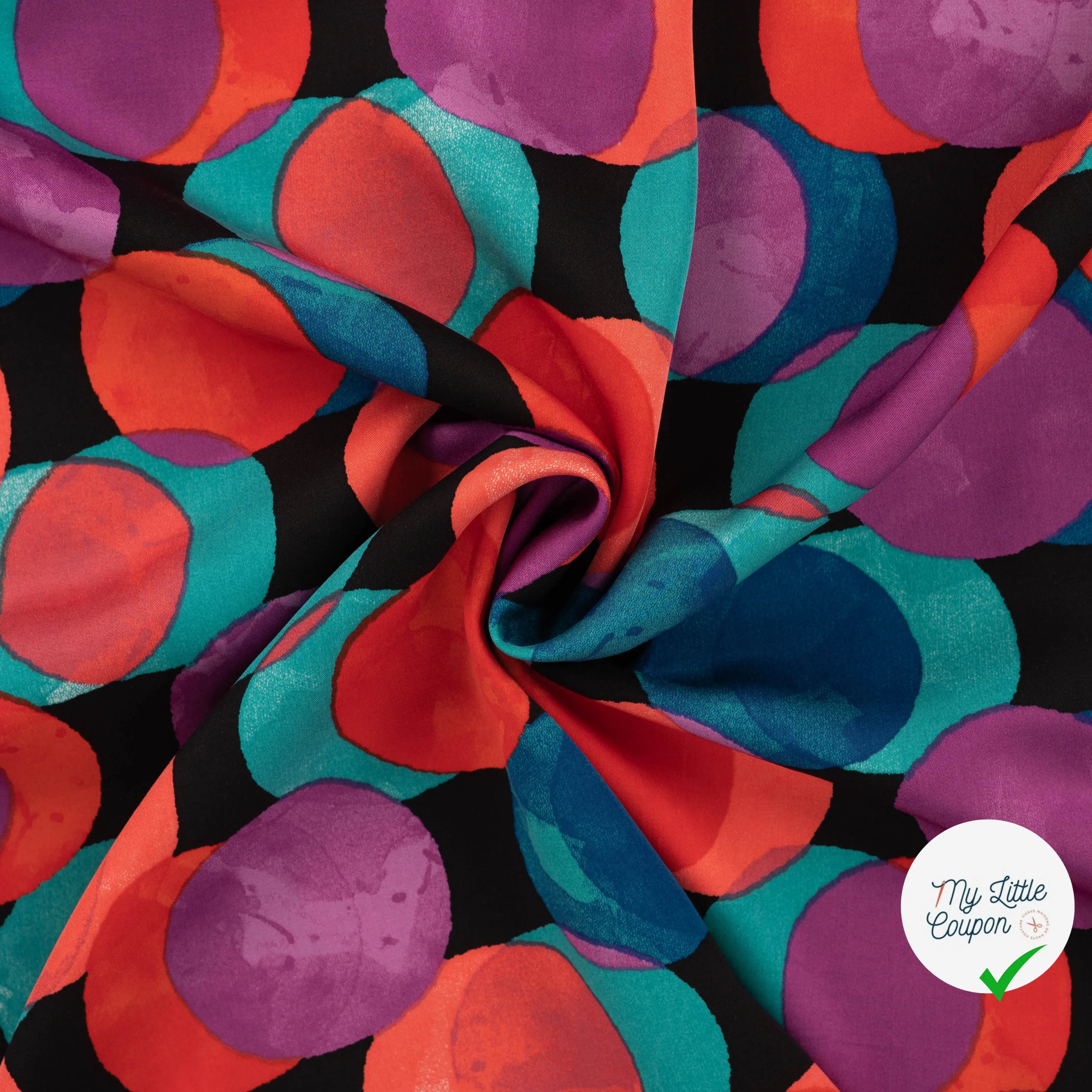 SATIN VISCOSE FUNNY DOTS CYCLAM - My Little Coupon
