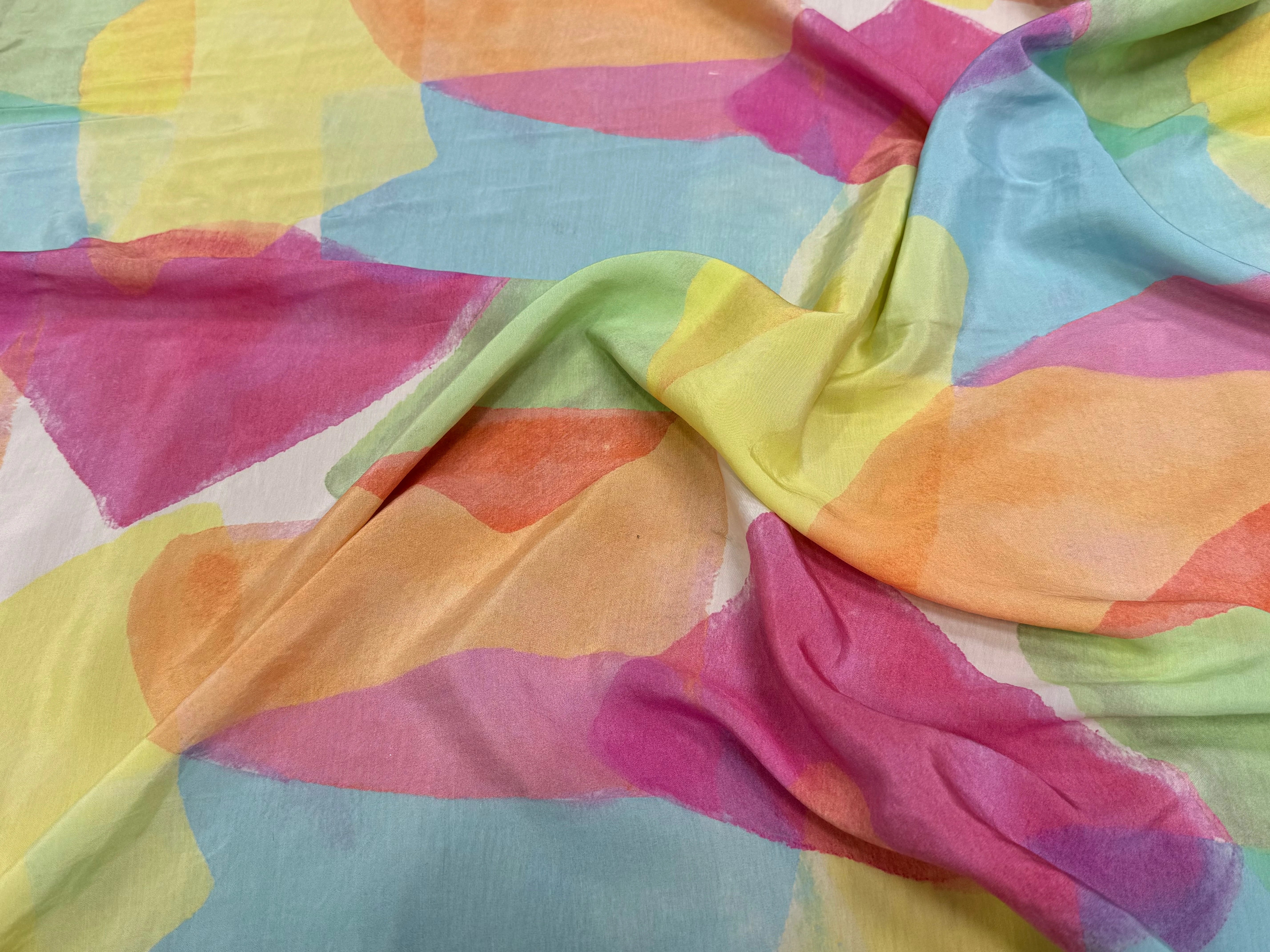 SATIN VISCOSE MERALDO ARLEQUIN IMPRIMÉ GRAPHIQUE PASTEL - My Little Coupon