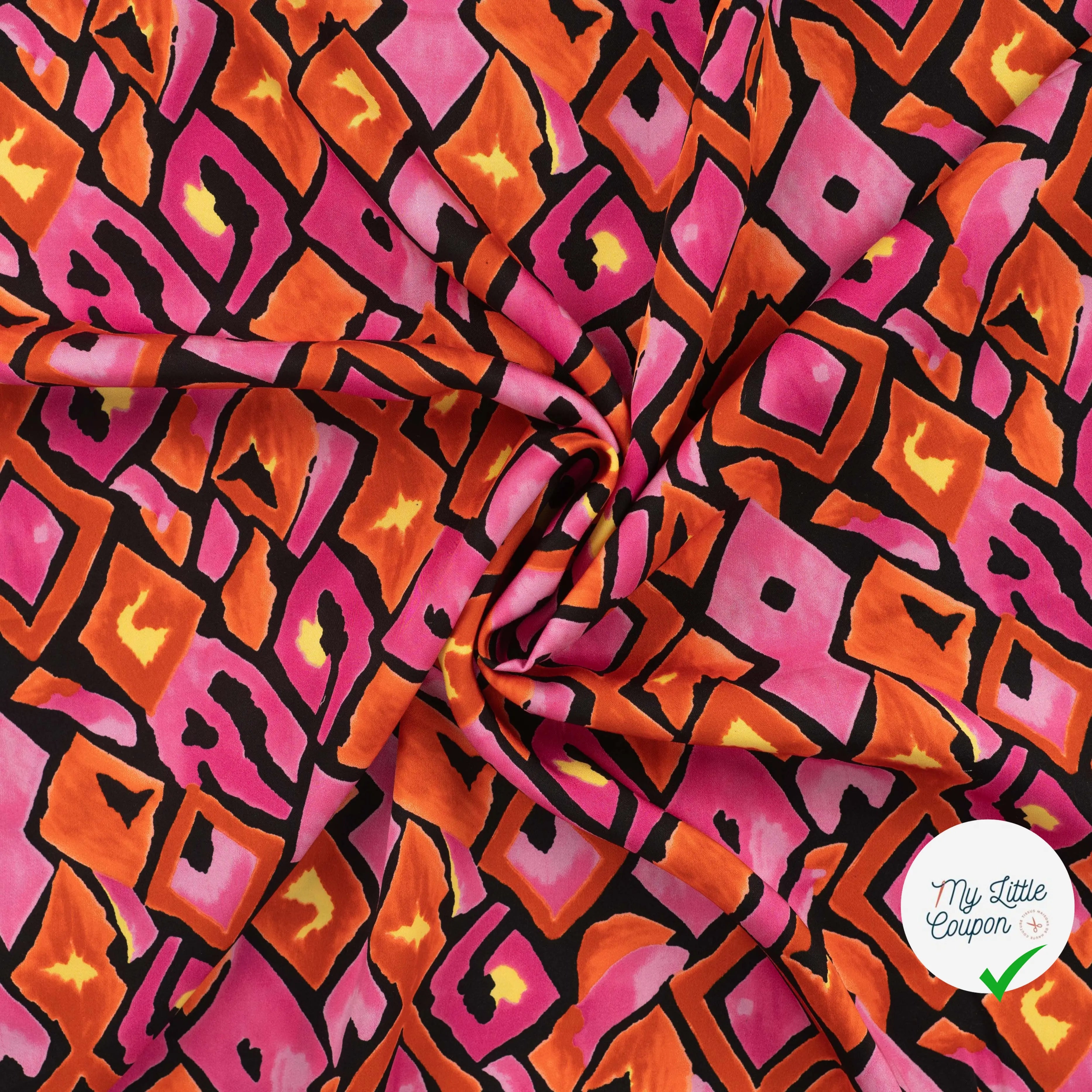 SATIN VISCOSE RETRO CHECKS FUCHSIA - My Little Coupon