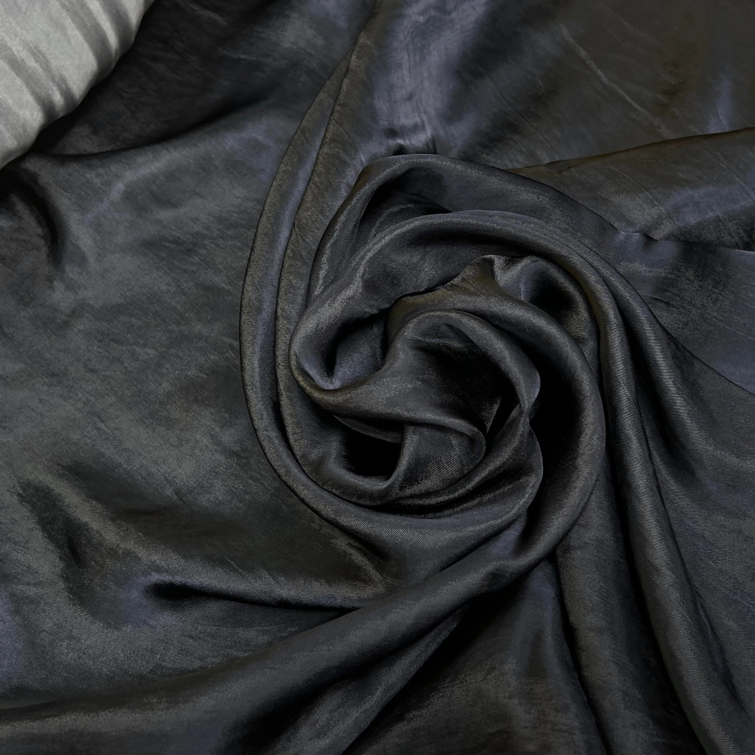 SATIN WASHED ACETATE VISCOSE BLACK DENIM STYLE 63% VISCOSE - My Little Coupon