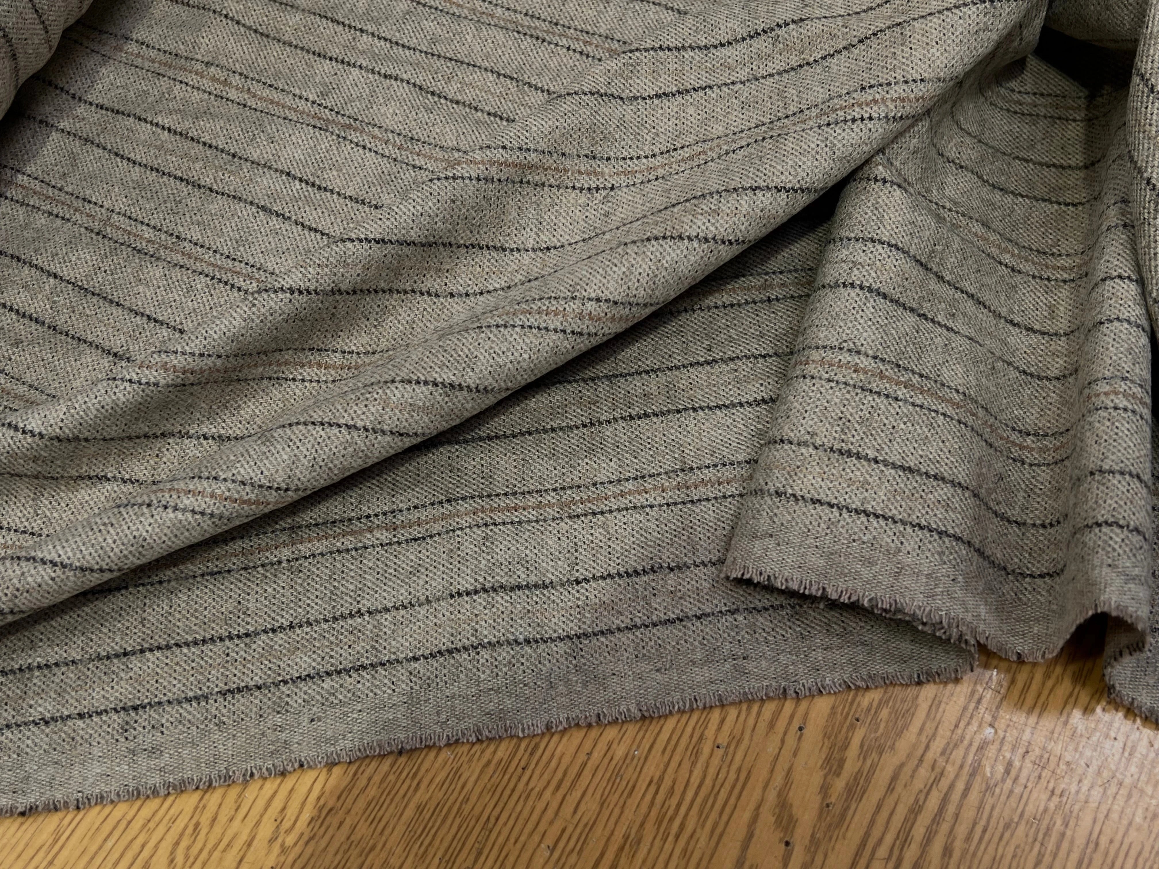 SERGÉ DE LAINE VISCOSE BEIGE RAYURES NOIR ET MARRON 31% LAINE 27% VISCOSE - My Little Coupon