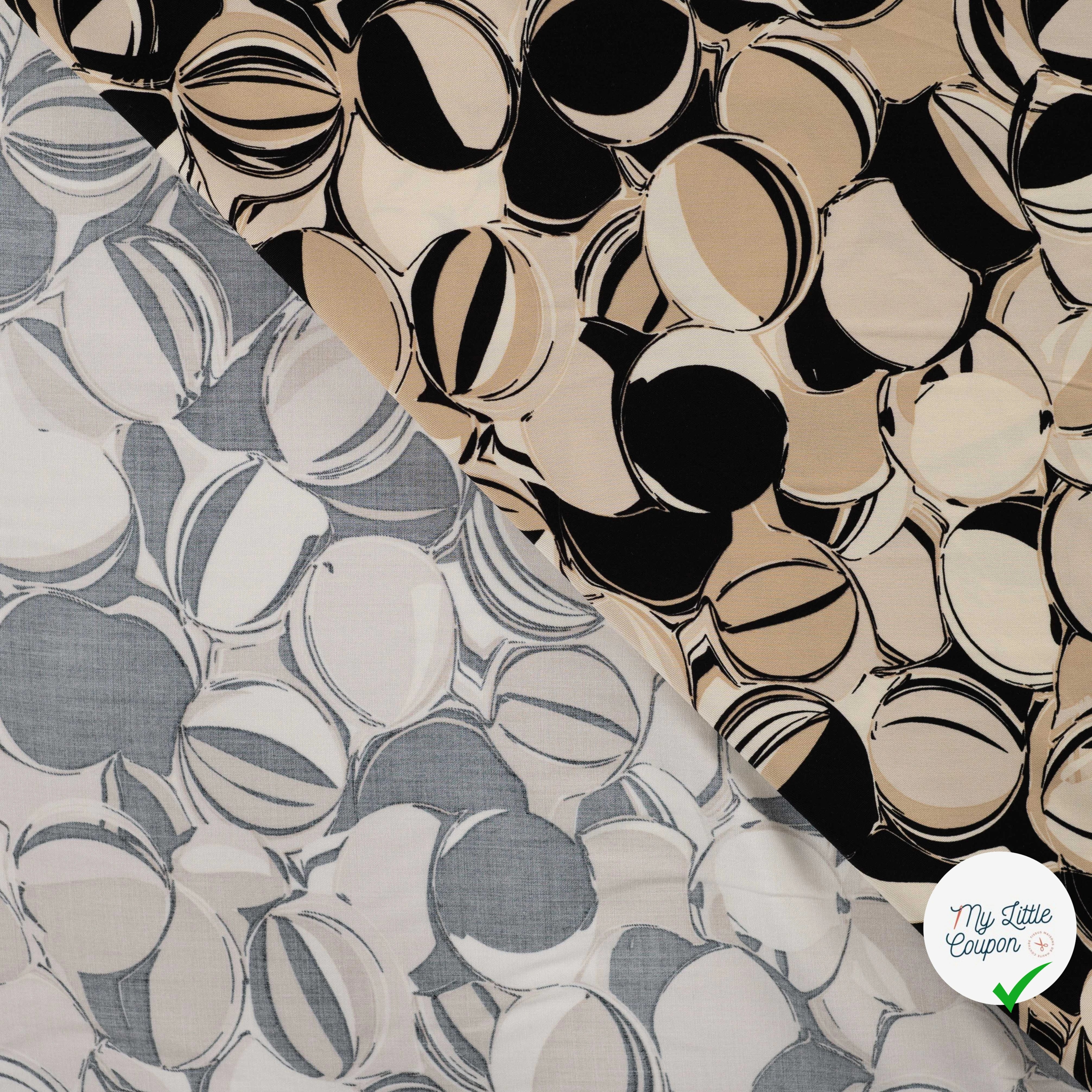 Sergé de viscose EcoVero cercles sable - détail du motif