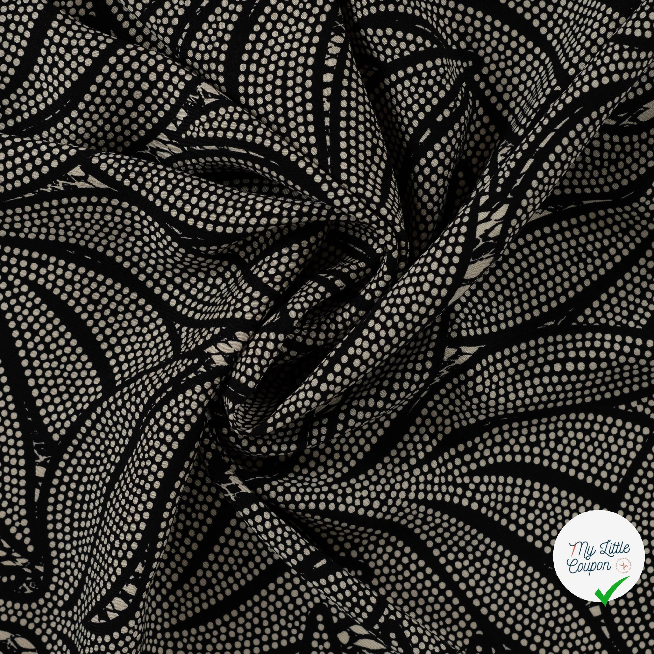 Sergé de viscose EcoVero feuilles serpent sable - drapé