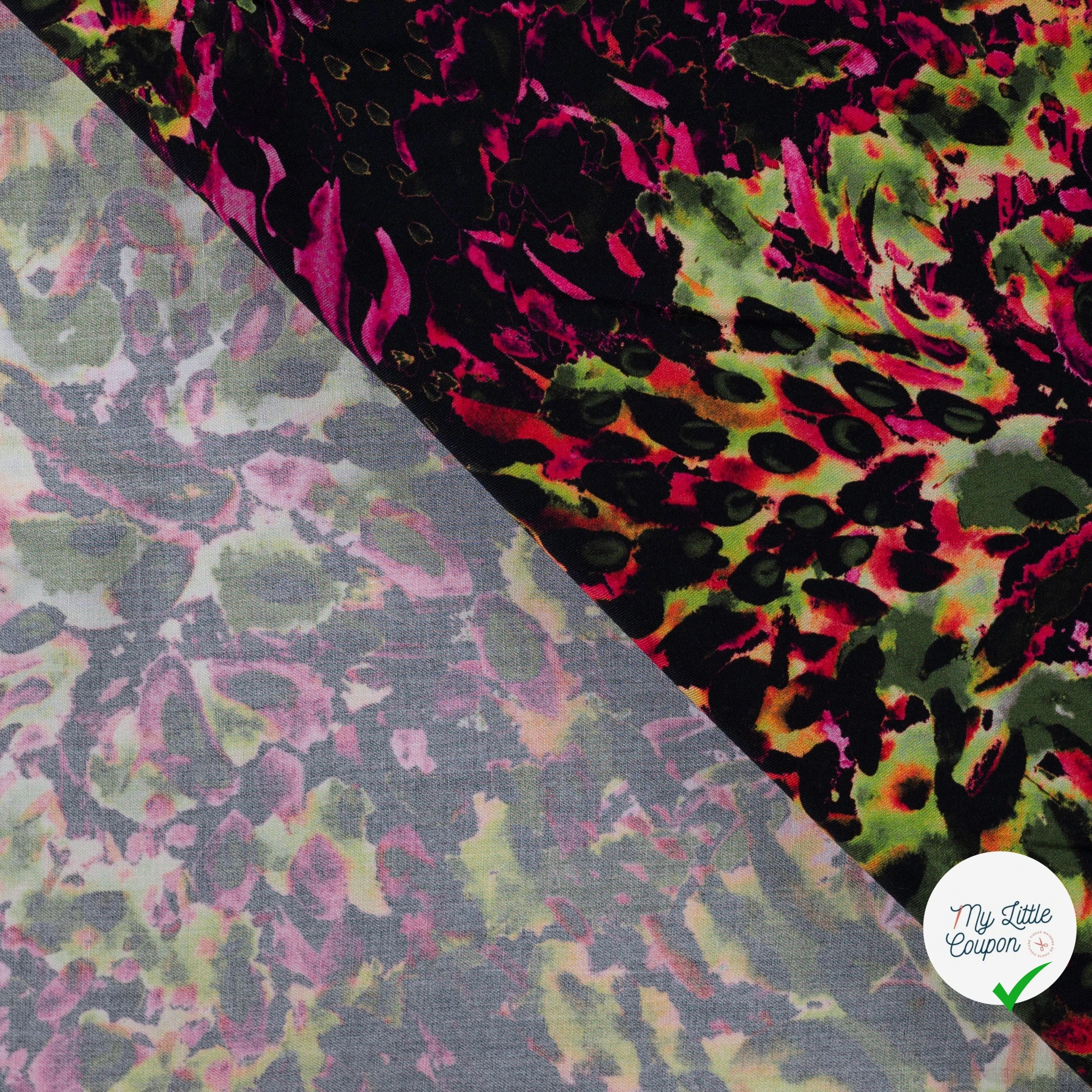 Sergé de viscose EcoVero pois kaki - détail du motif