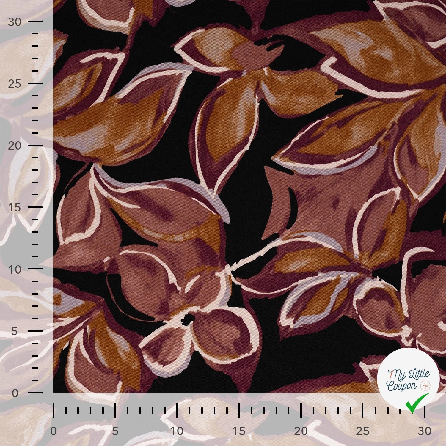 Sergé de viscose imprimé feuilles bordeaux - mise en situation