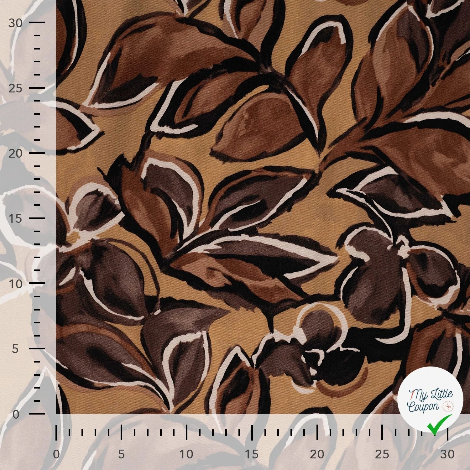 Sergé de viscose imprimé feuilles taupe - mise en situation