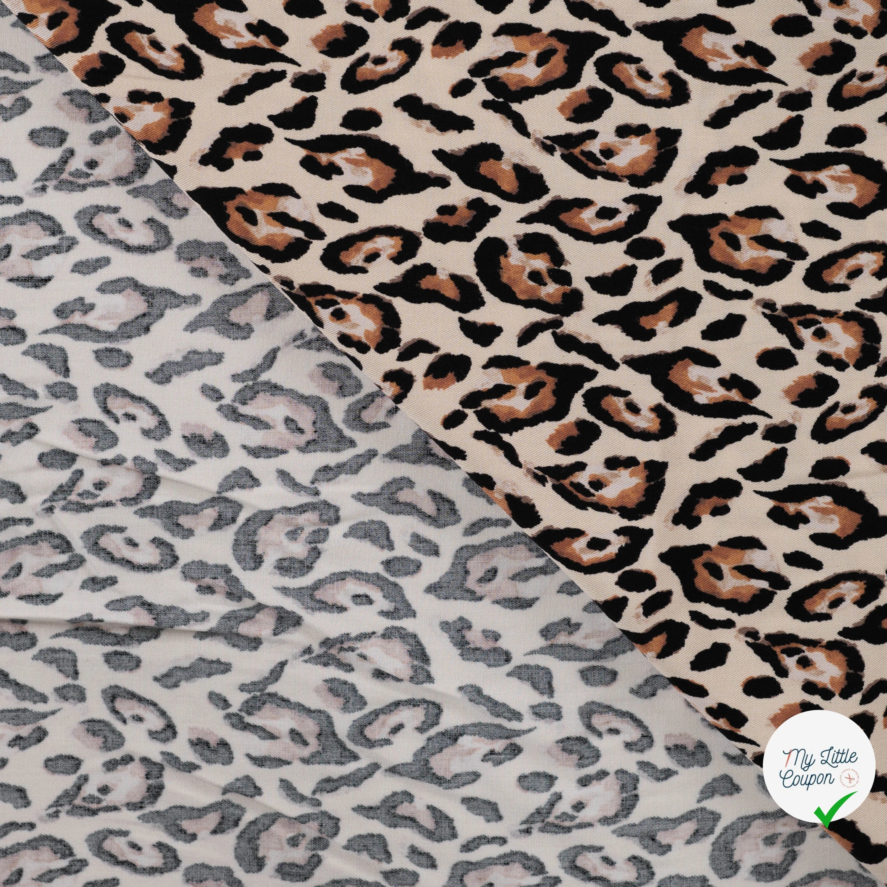 Sergé de viscose imprimé léopard sable - détail du motif