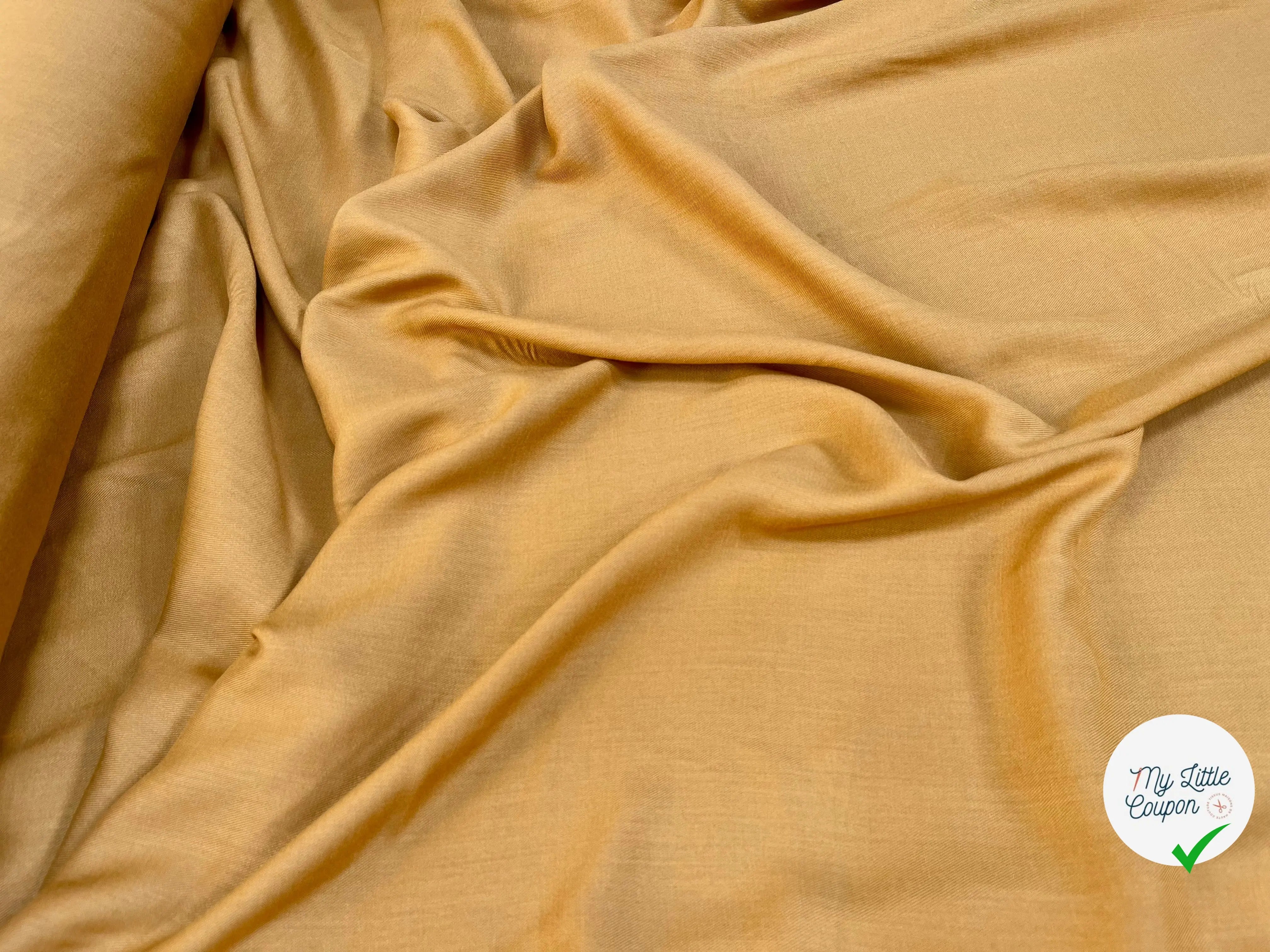 SERGÉ DE VISCOSE LAINE MARRON FAUVE - My Little Coupon