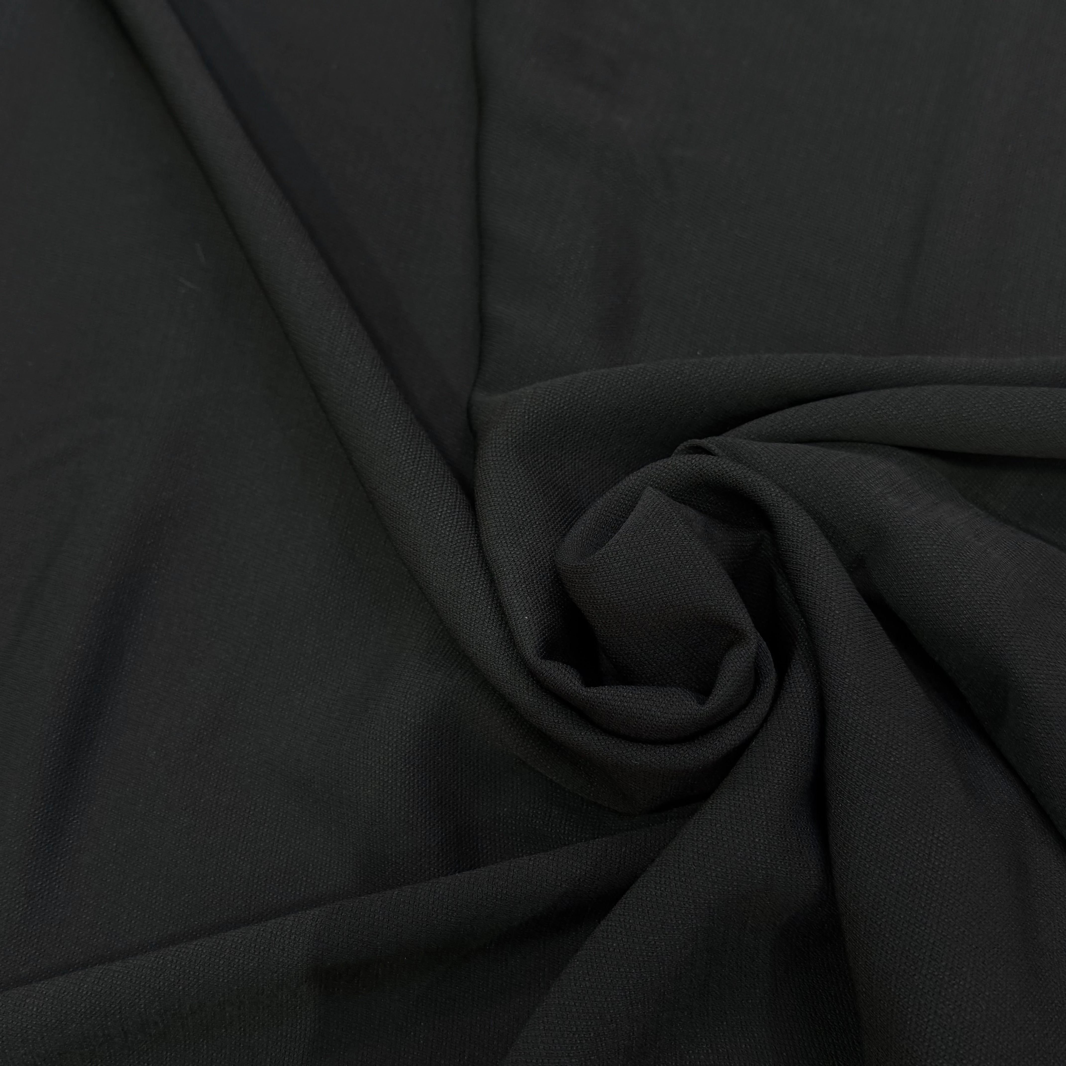 SERGÉ POLYVISCOSE TOMBÉ LOURD NOIR - My Little Coupon