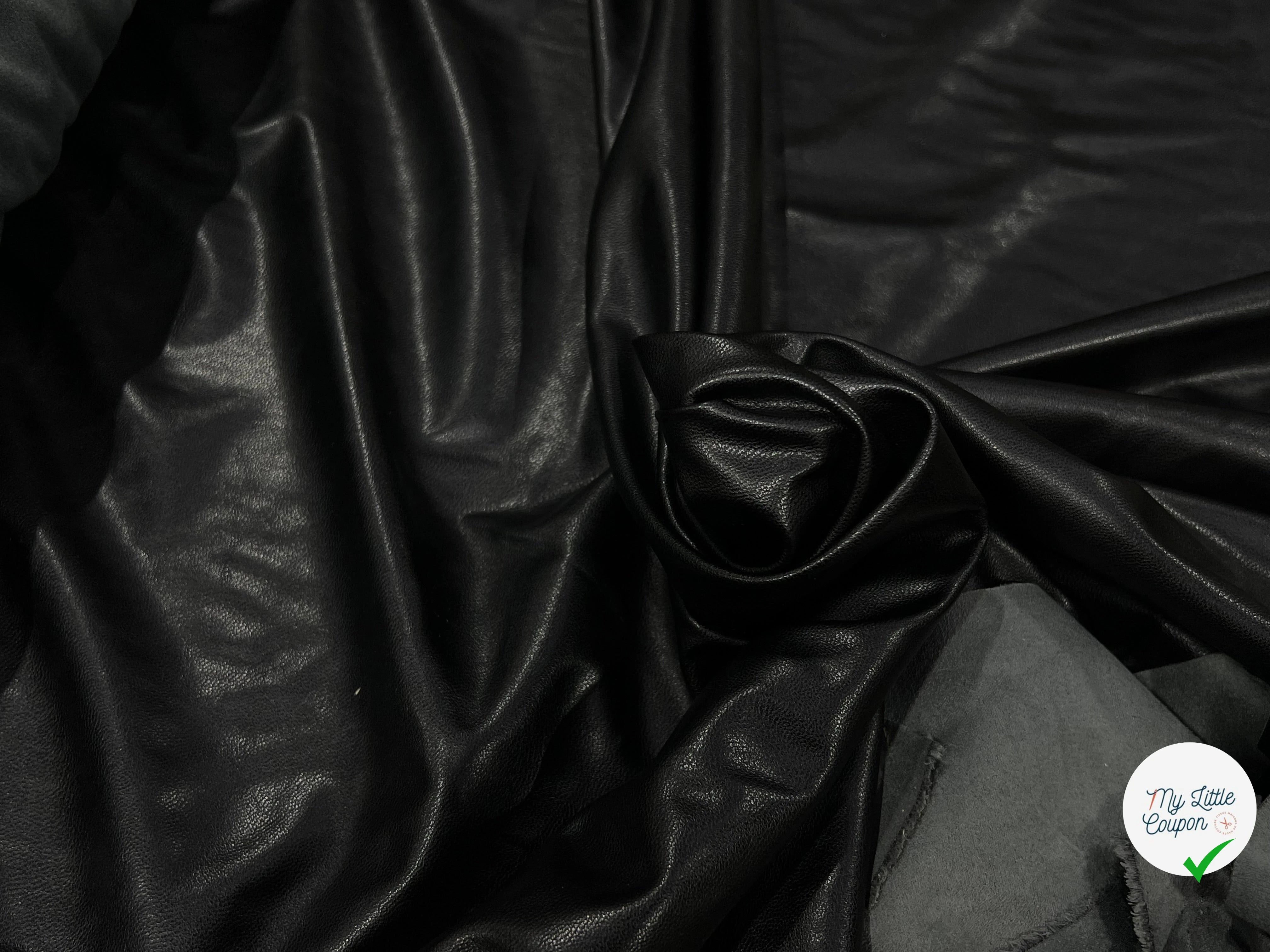 SIMILI CUIR NOIR STRETCH NOIR 140CM SOUPLE - My Little Coupon