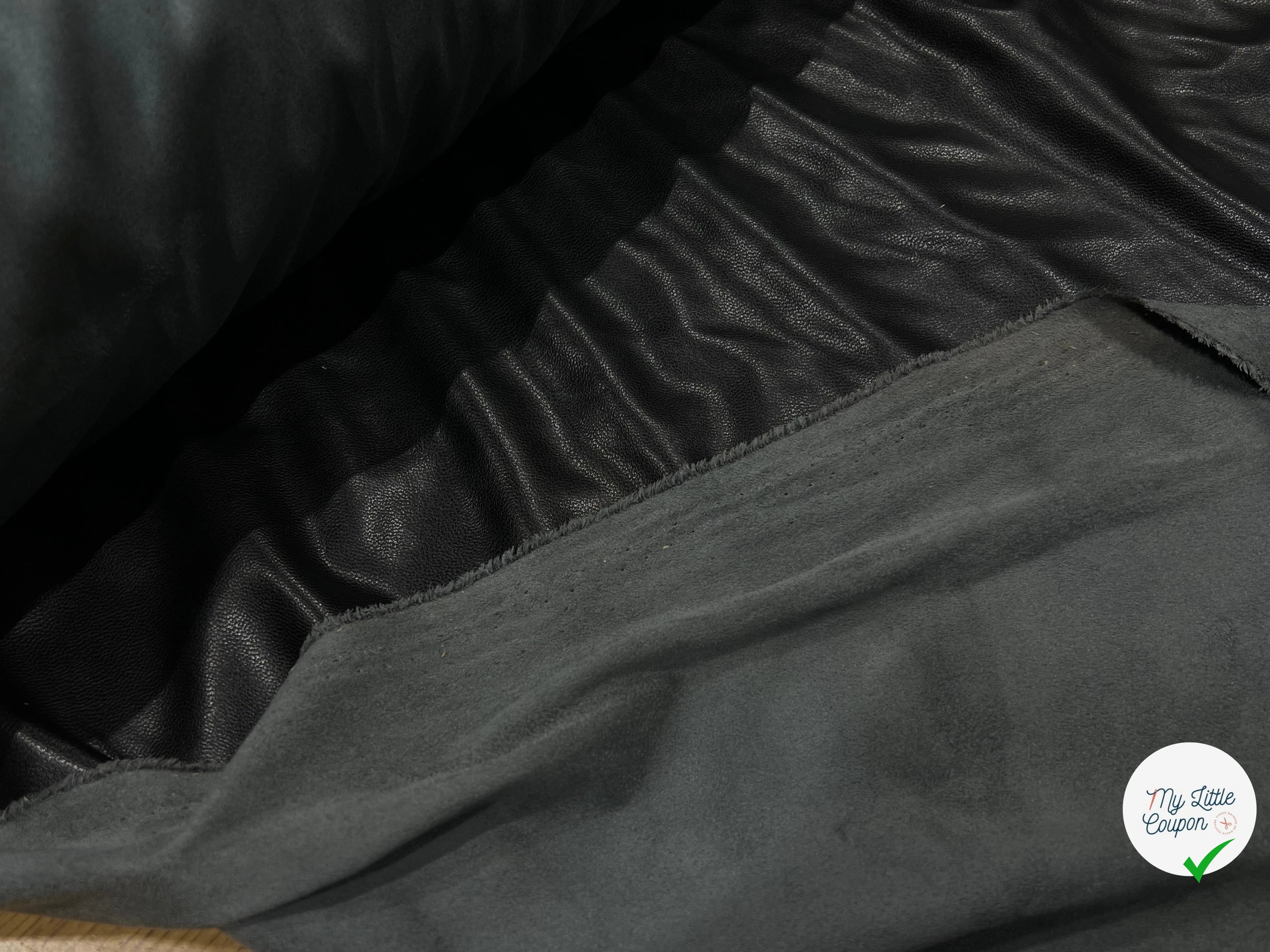SIMILI CUIR NOIR STRETCH NOIR 140CM SOUPLE - My Little Coupon