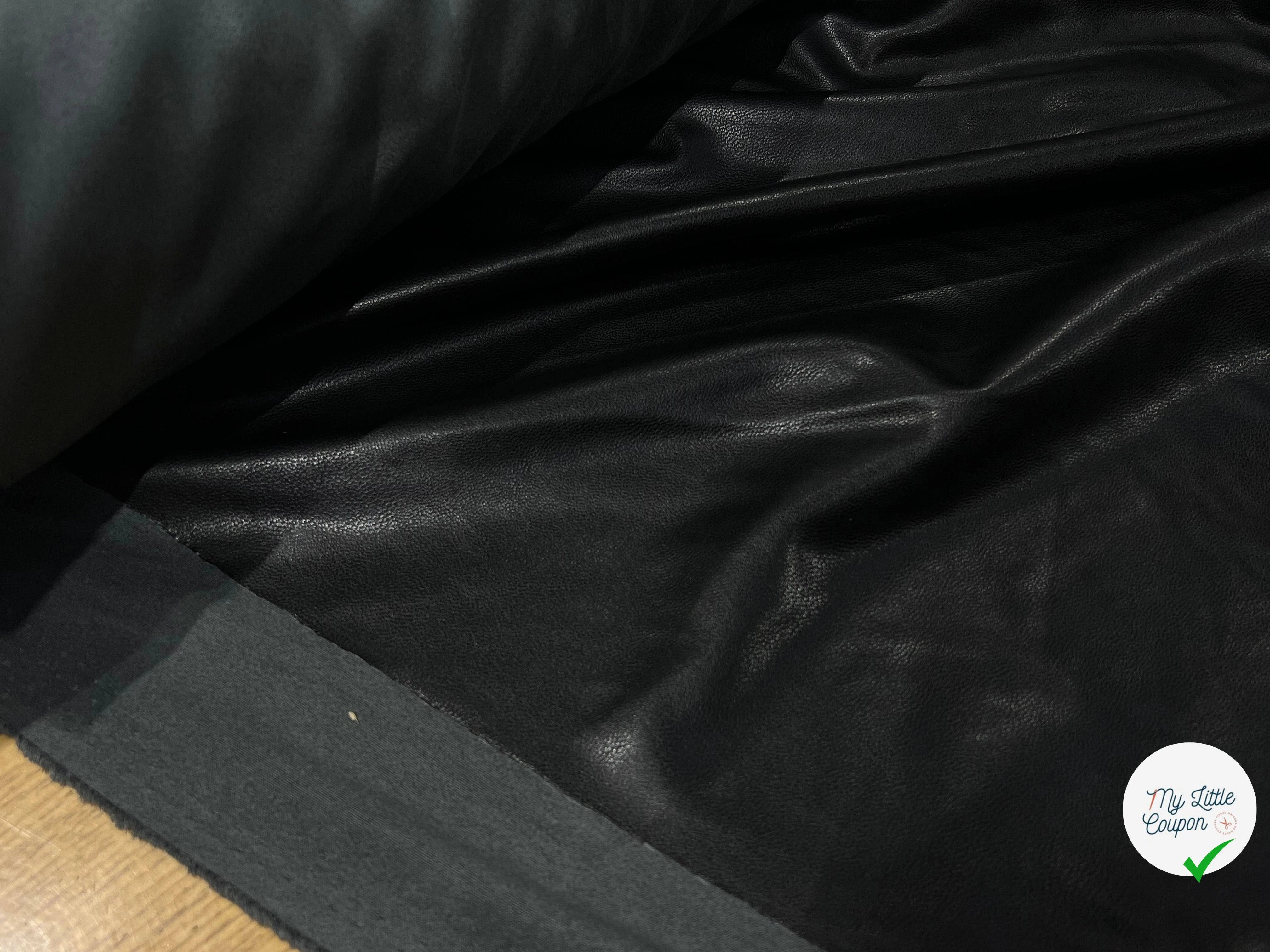 SIMILI CUIR NOIR STRETCH NOIR 140CM SOUPLE - My Little Coupon