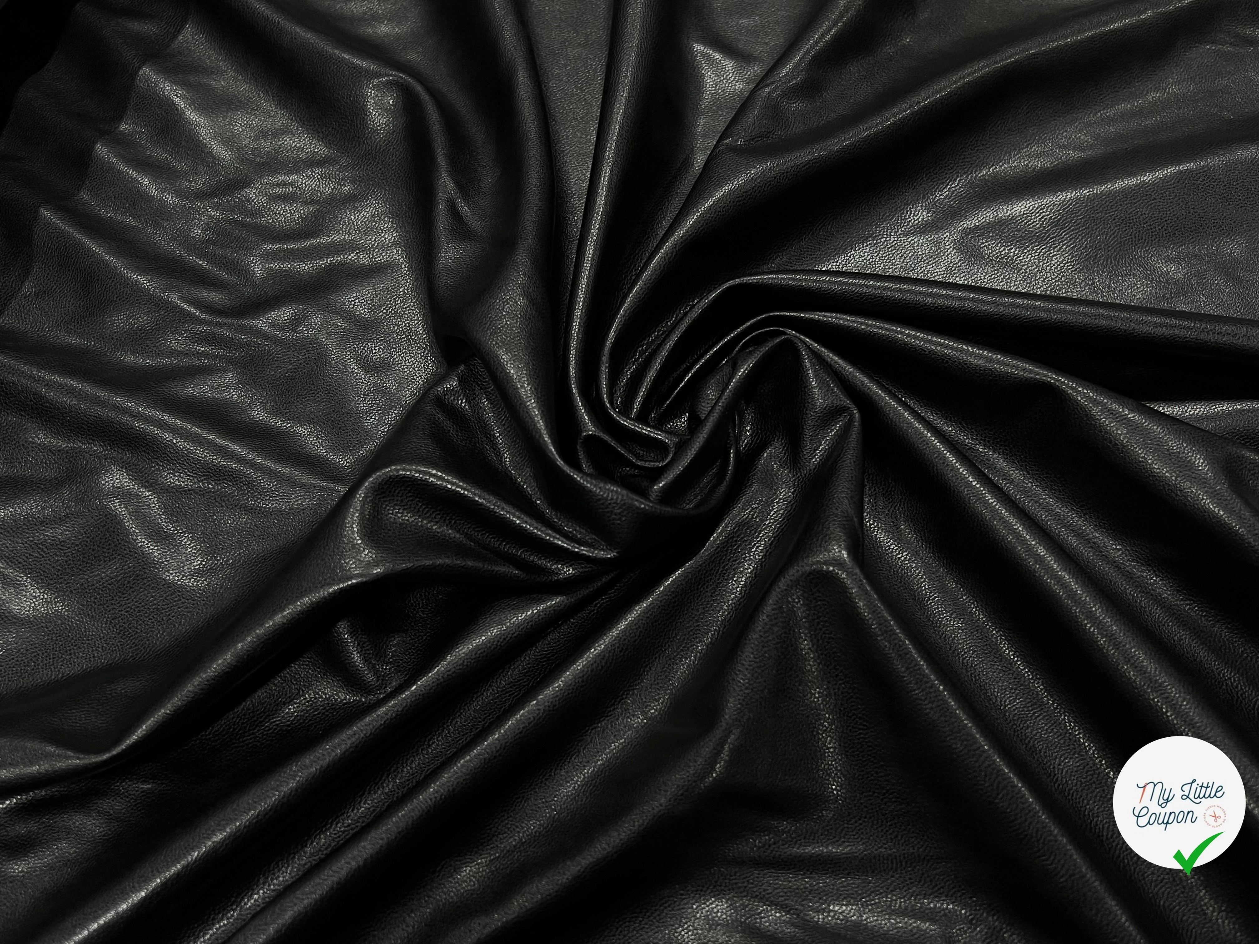 SIMILI CUIR NOIR STRETCH NOIR 140CM SOUPLE - My Little Coupon