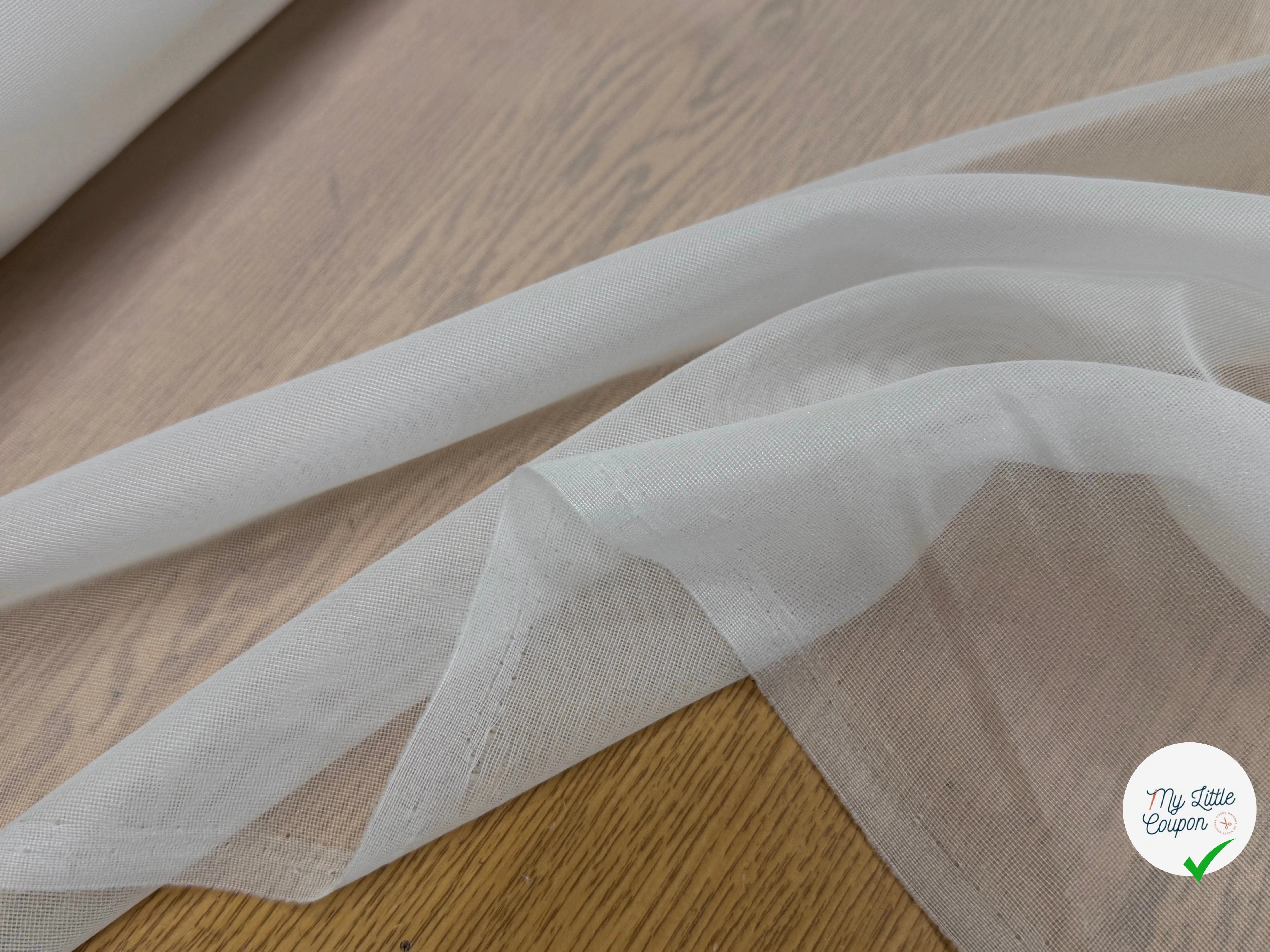 THERMOCOLLANT TISSÉ PETIT CARREAUX FIN BLANC CASSÉ - My Little Coupon