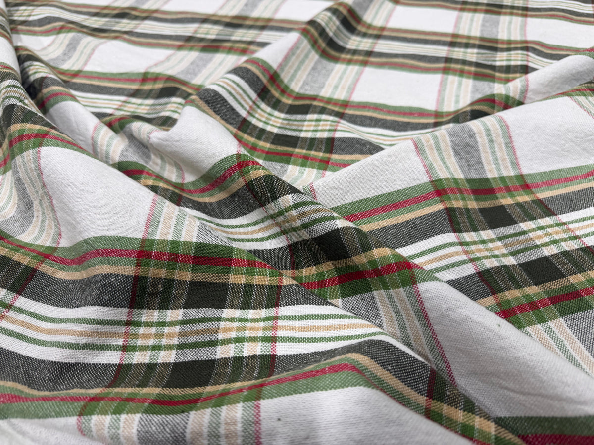 TISSÉ TEINT ÉCOSSAIS ÉCRU VERT 150 CM - My Little Coupon