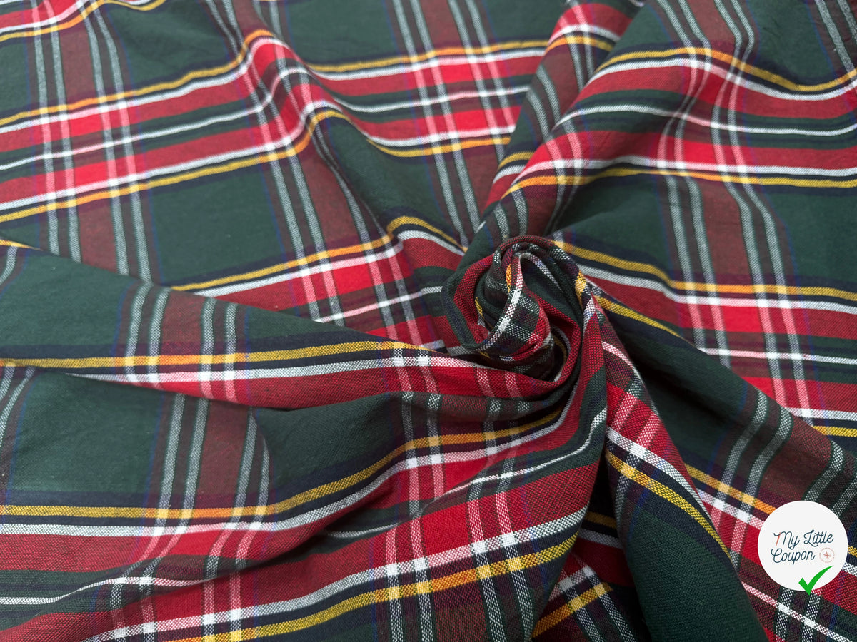 TISSÉ TEINT ÉCOSSAIS VERT ROUGE 150 CM - My Little Coupon