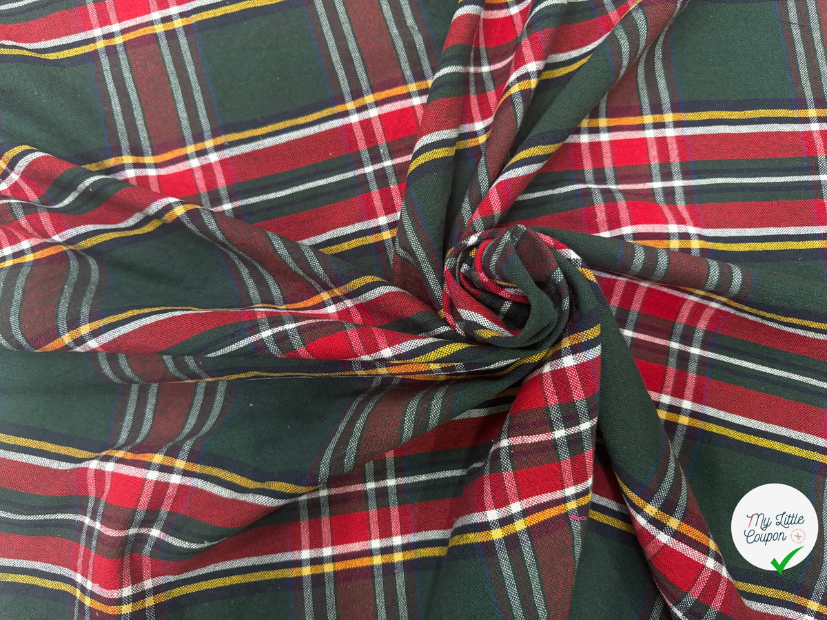 TISSÉ TEINT ÉCOSSAIS VERT ROUGE 150 CM - My Little Coupon