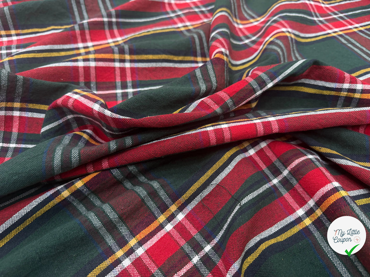 TISSÉ TEINT ÉCOSSAIS VERT ROUGE 150 CM - My Little Coupon