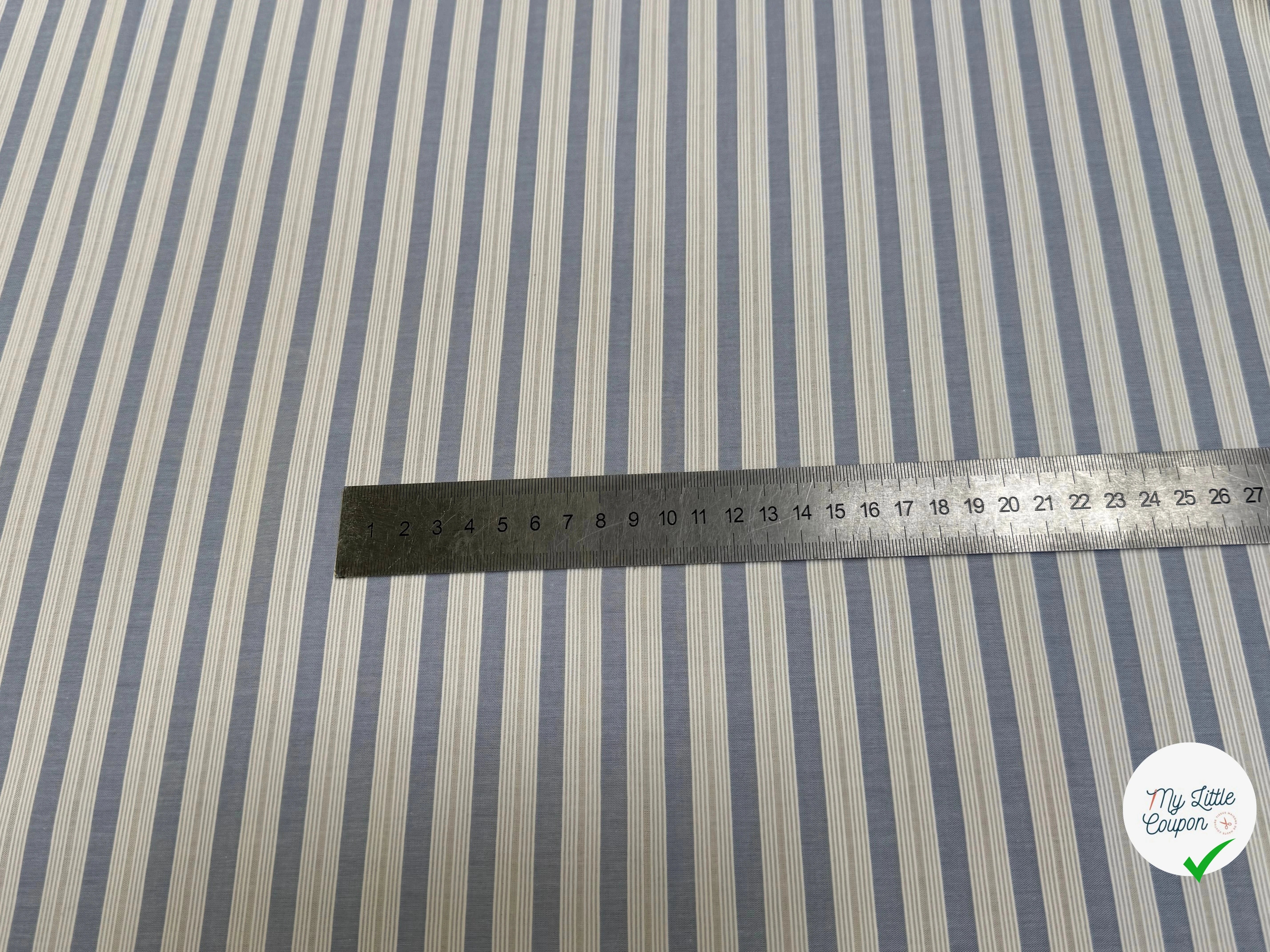 TISSU CHEMISE 100% COTON ORGANIC À RAYURES WHITE & SKY BLUE - My Little Coupon