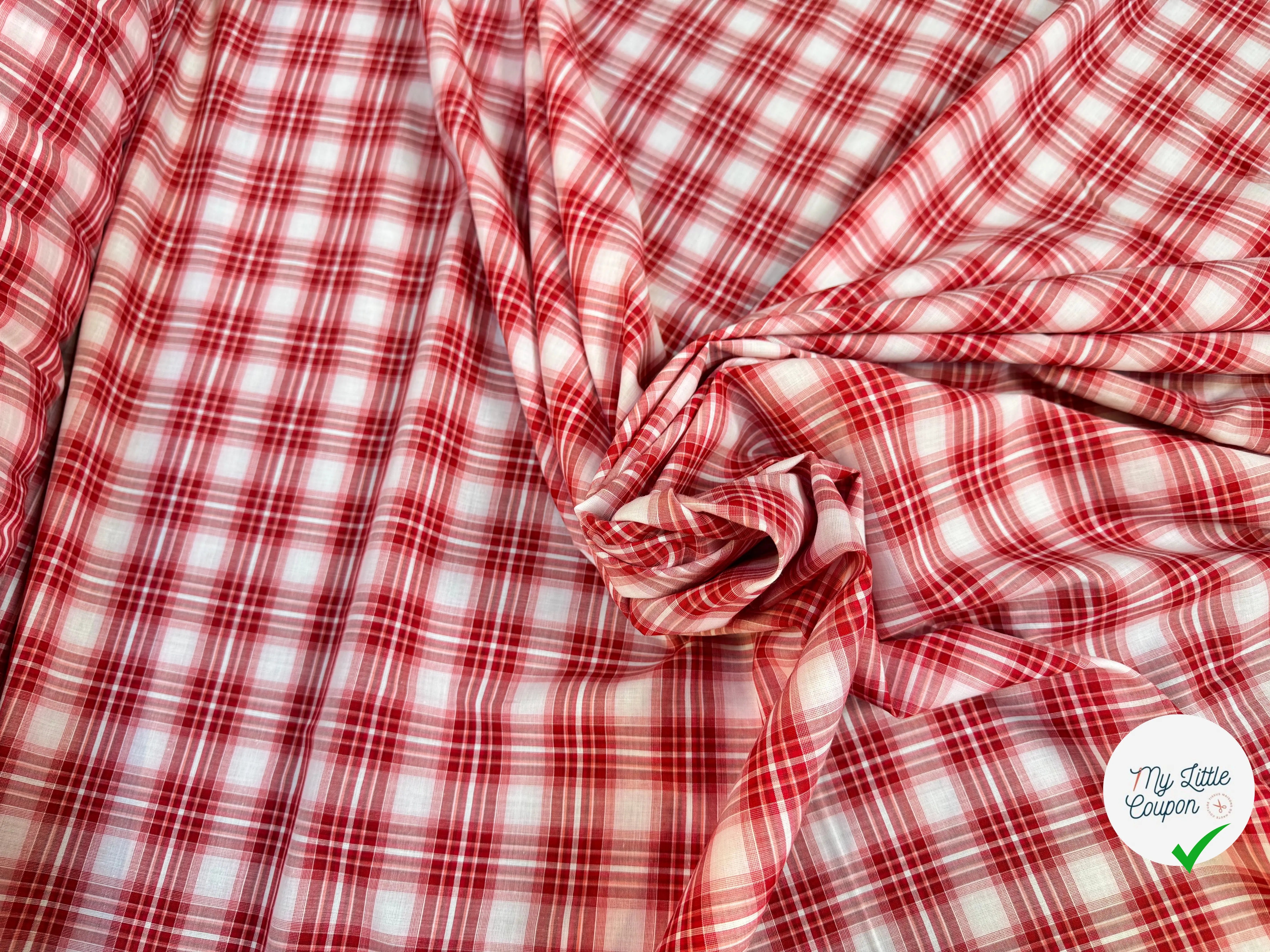 TISSU CHEMISE CARREAUX ROUGE BLANC - My Little Coupon