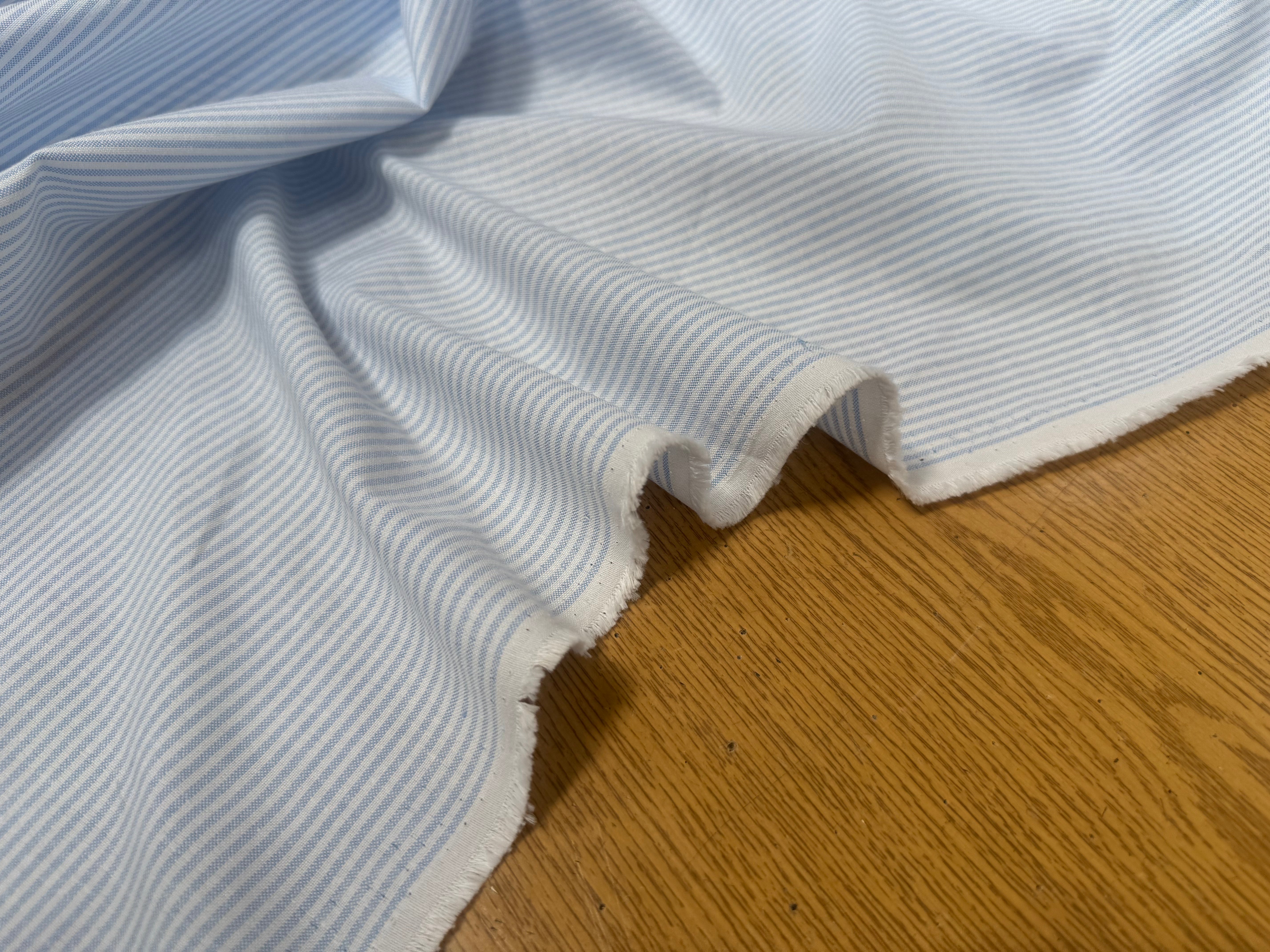 TISSU CHEMISE OXFORD COTON À RAYURES BLEU ET BLANC - My Little Coupon