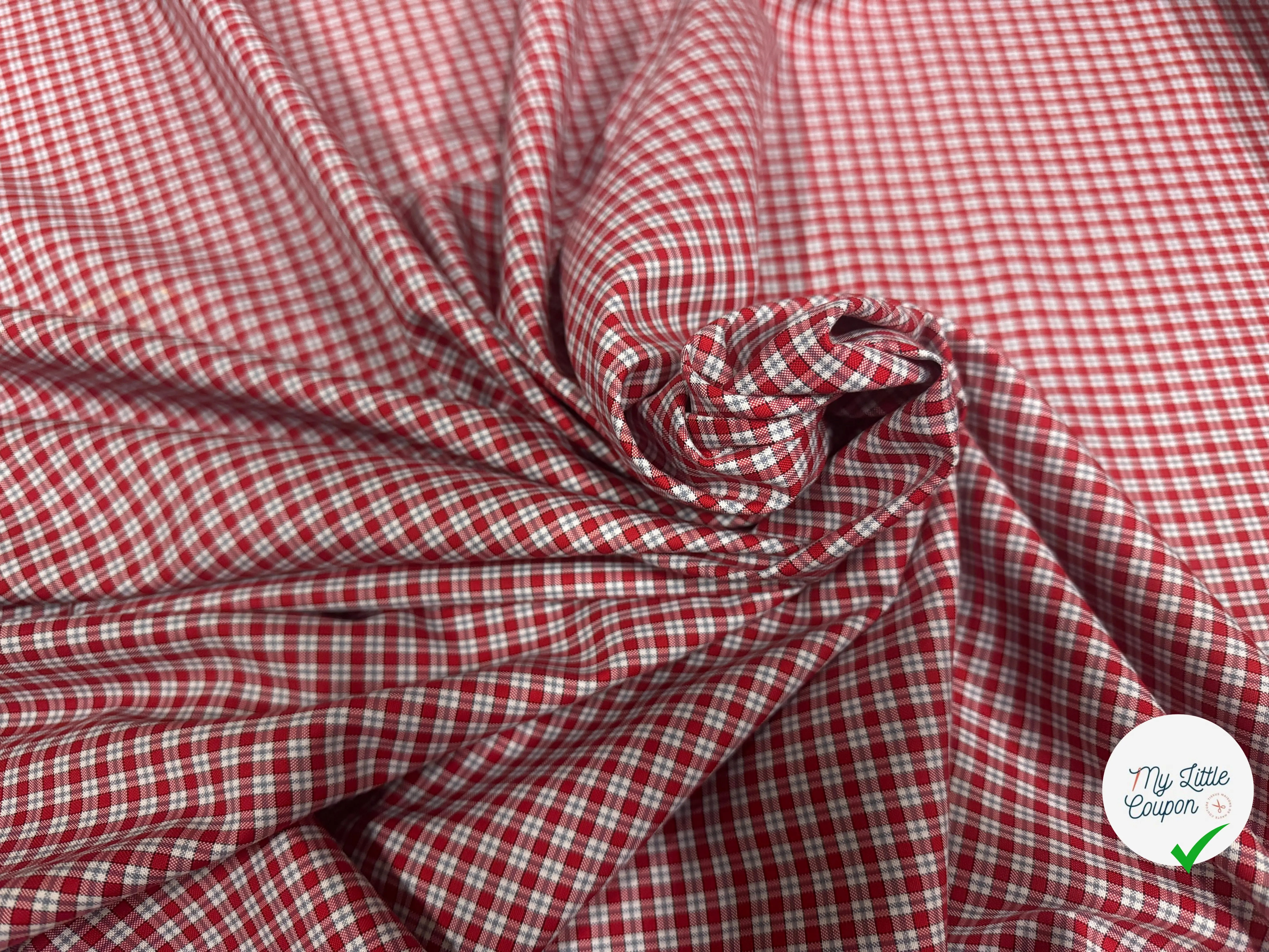 TISSU CHEMISE TWILL DE COTON ROUGE & BLANC - My Little Coupon