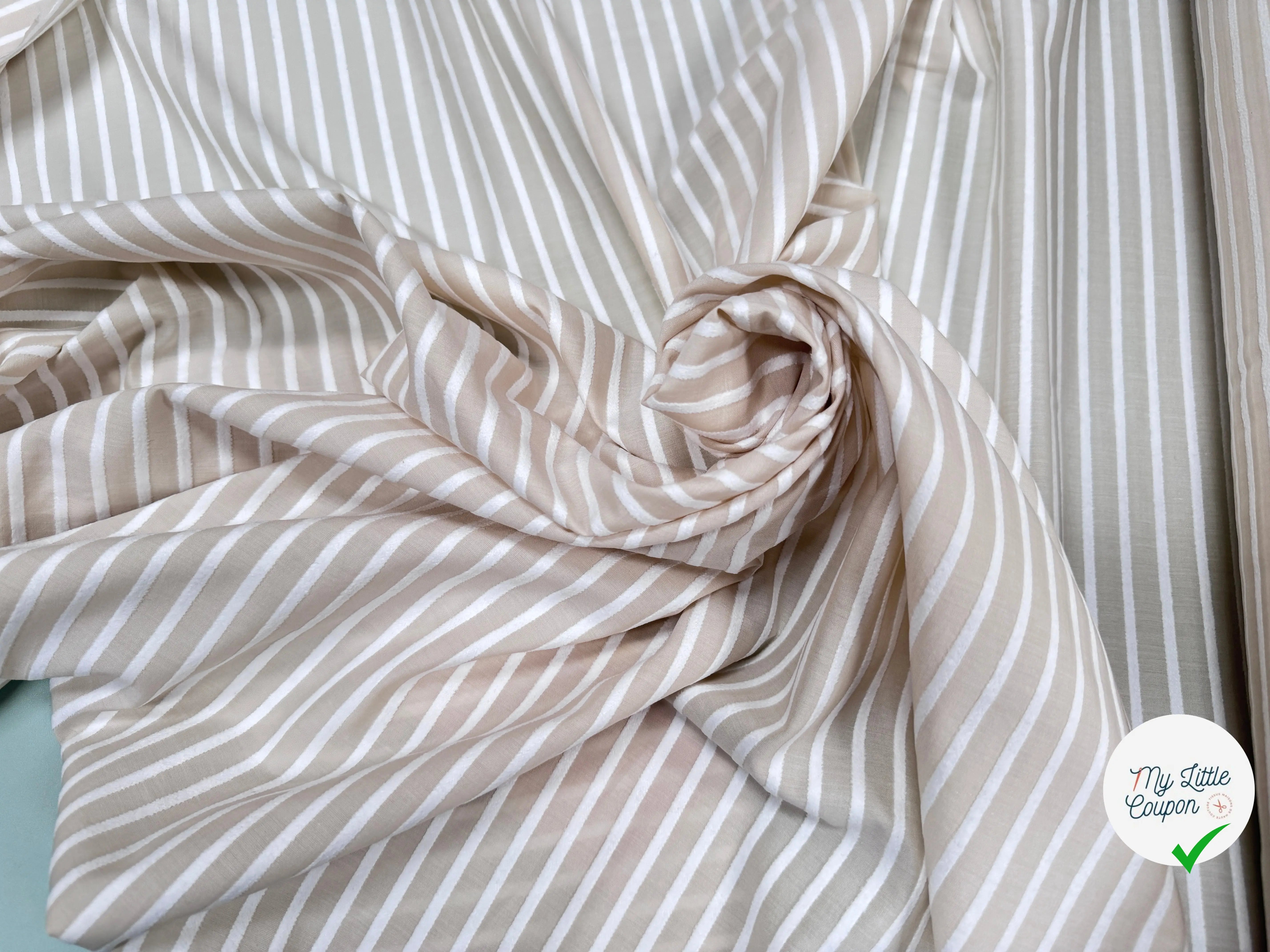 TISSU COTON CREME À RAYURES DUVETEUSES - My Little Coupon