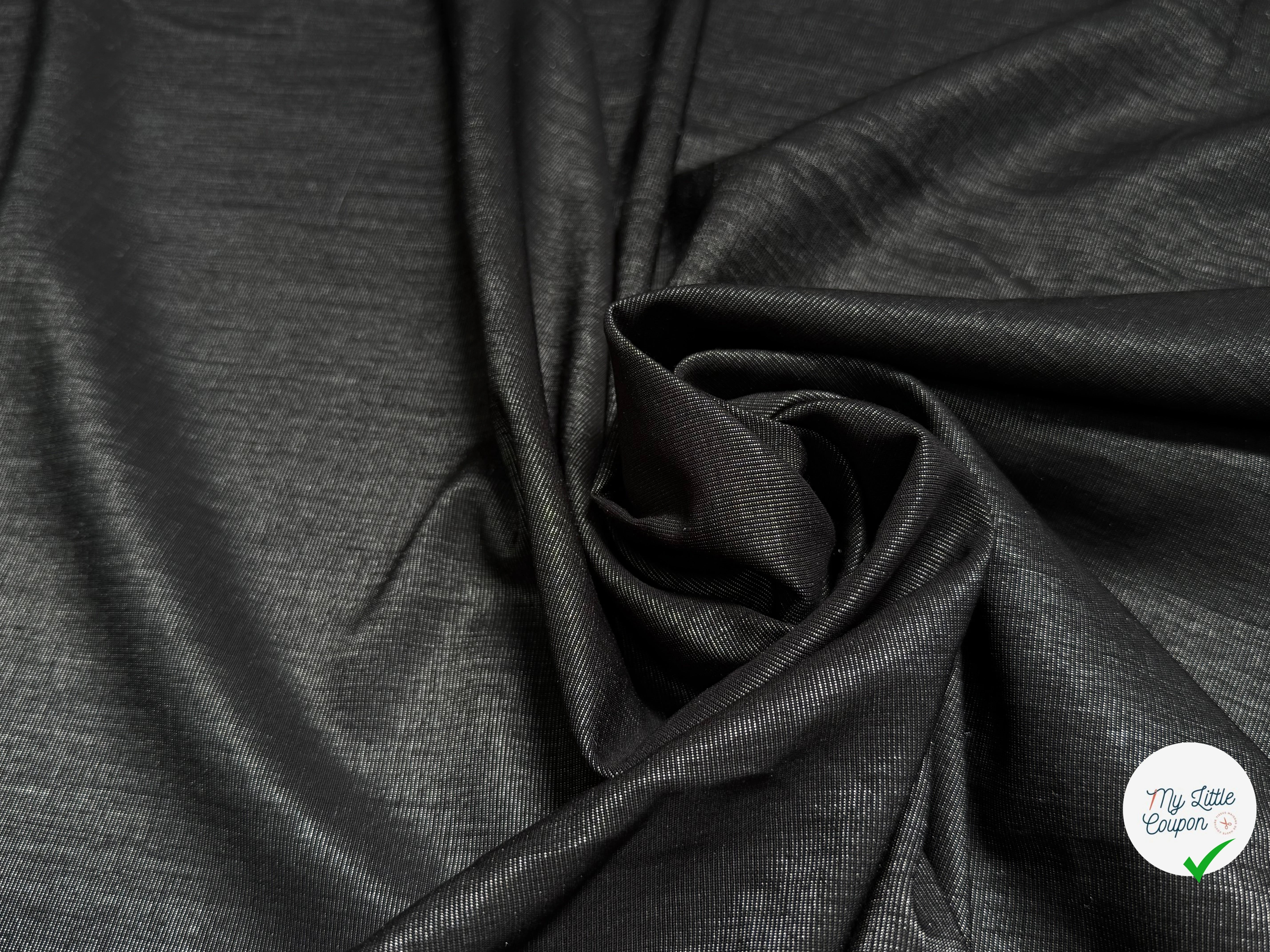 TISSU COTON ÉFFET DENIM LÉGÈREMENT SATINÉ 70% COTON - My Little Coupon
