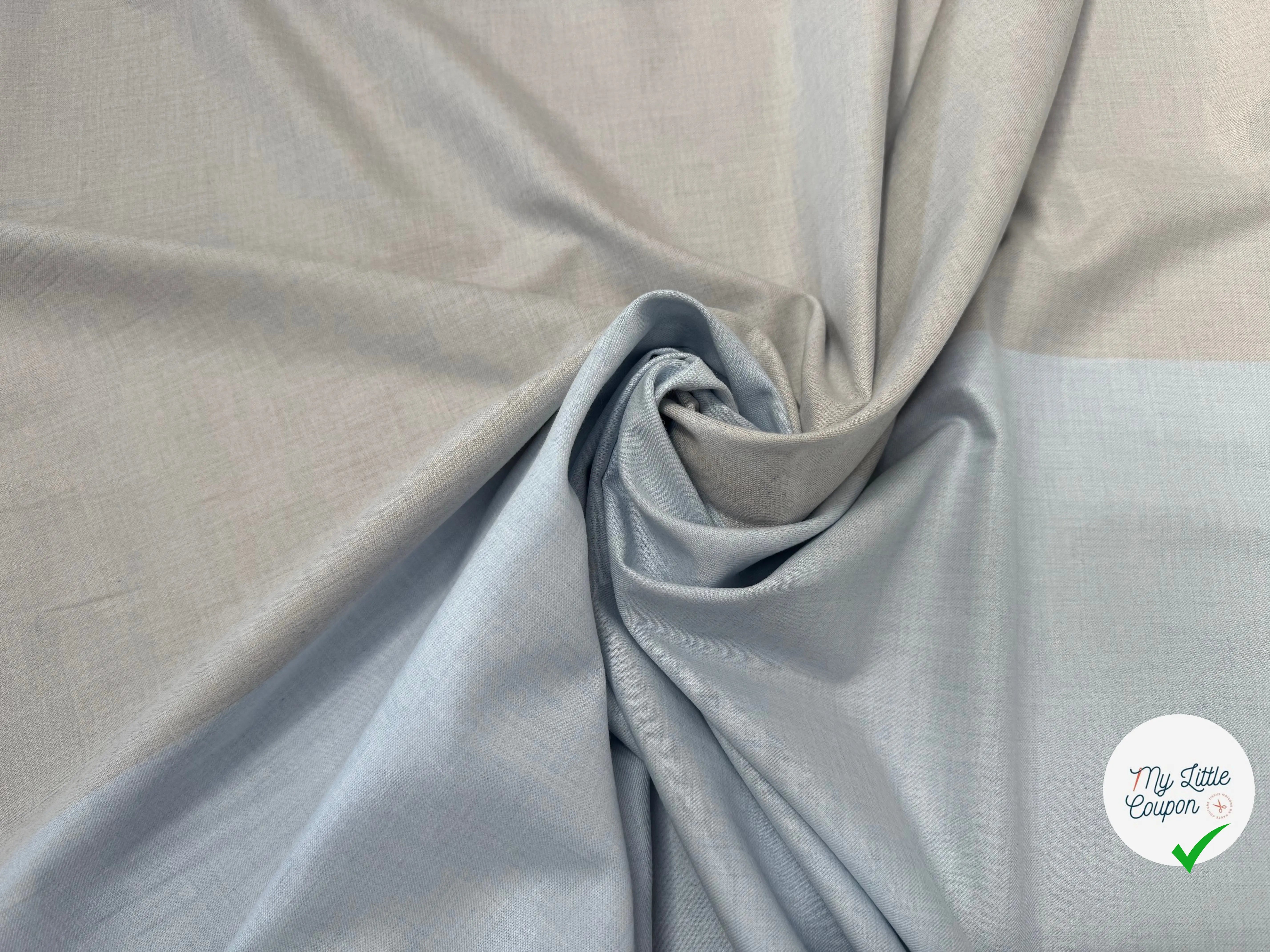 TISSU COTON TRAPPEUR BICOLORE GRIS ET BLEU CIEL - My Little Coupon