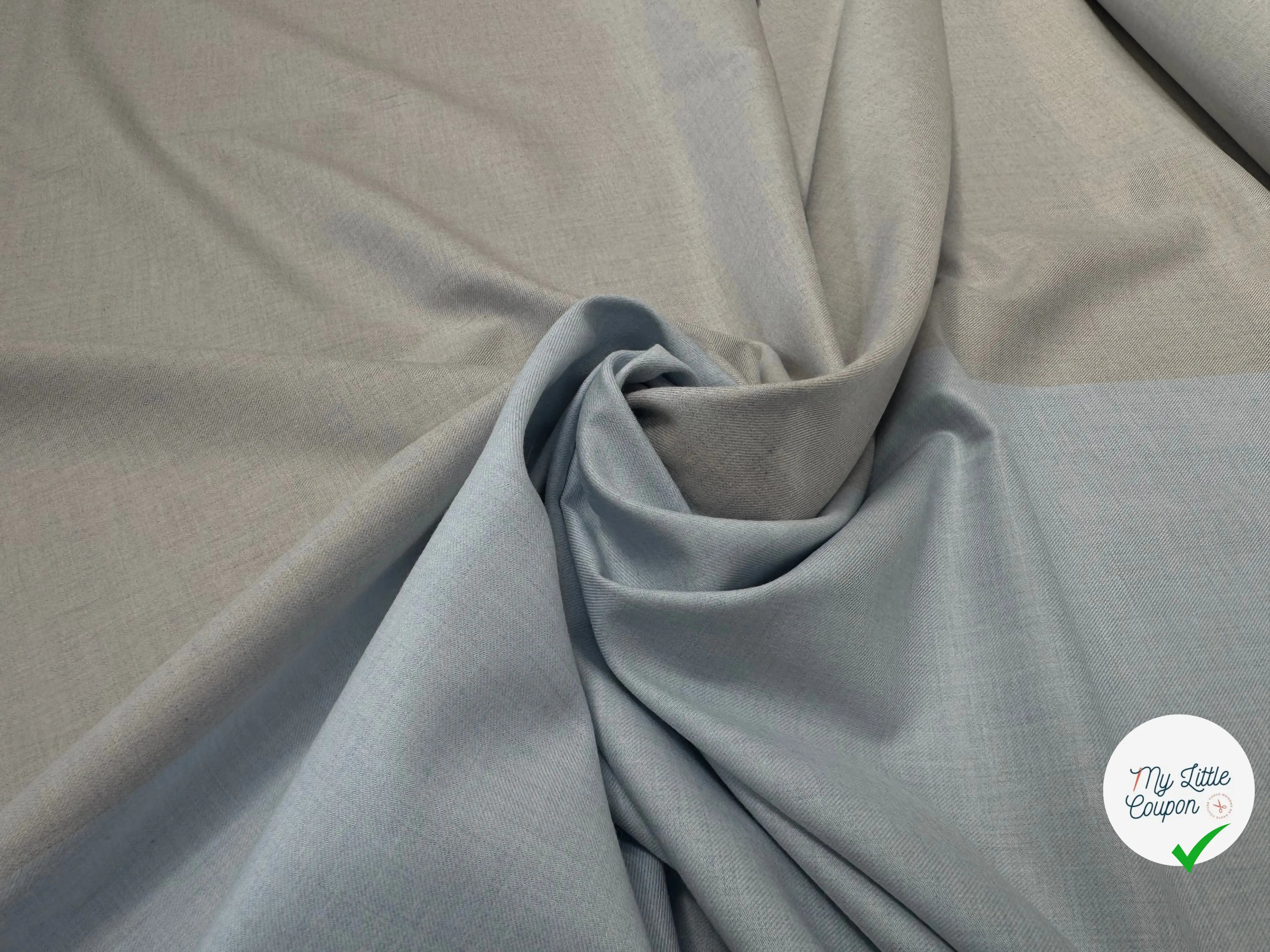 TISSU COTON TRAPPEUR BICOLORE GRIS ET BLEU CIEL - My Little Coupon