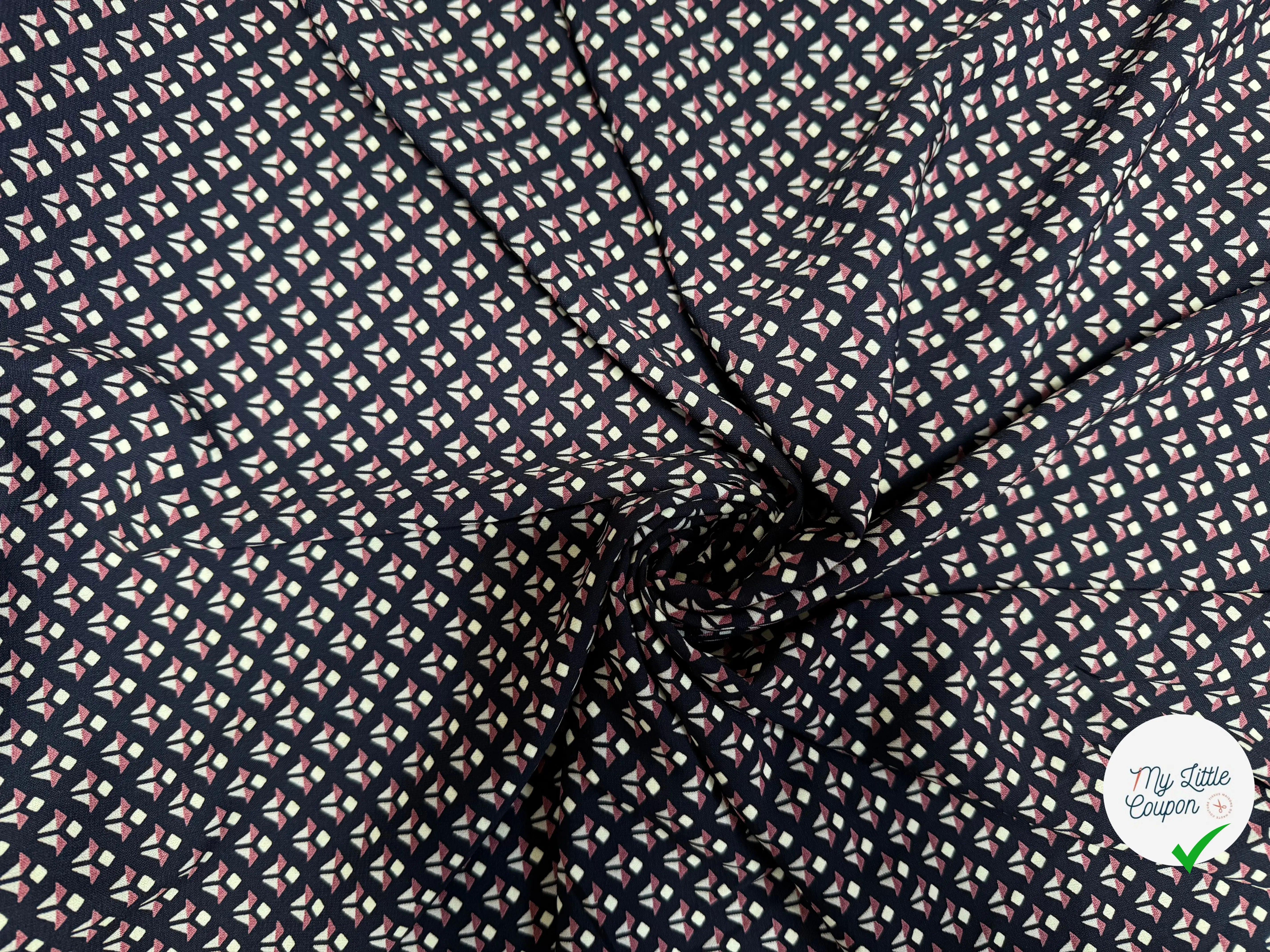 TISSU FLUIDE NAVY A MOTIFS GÉOMÉTRIQUES - My Little Coupon