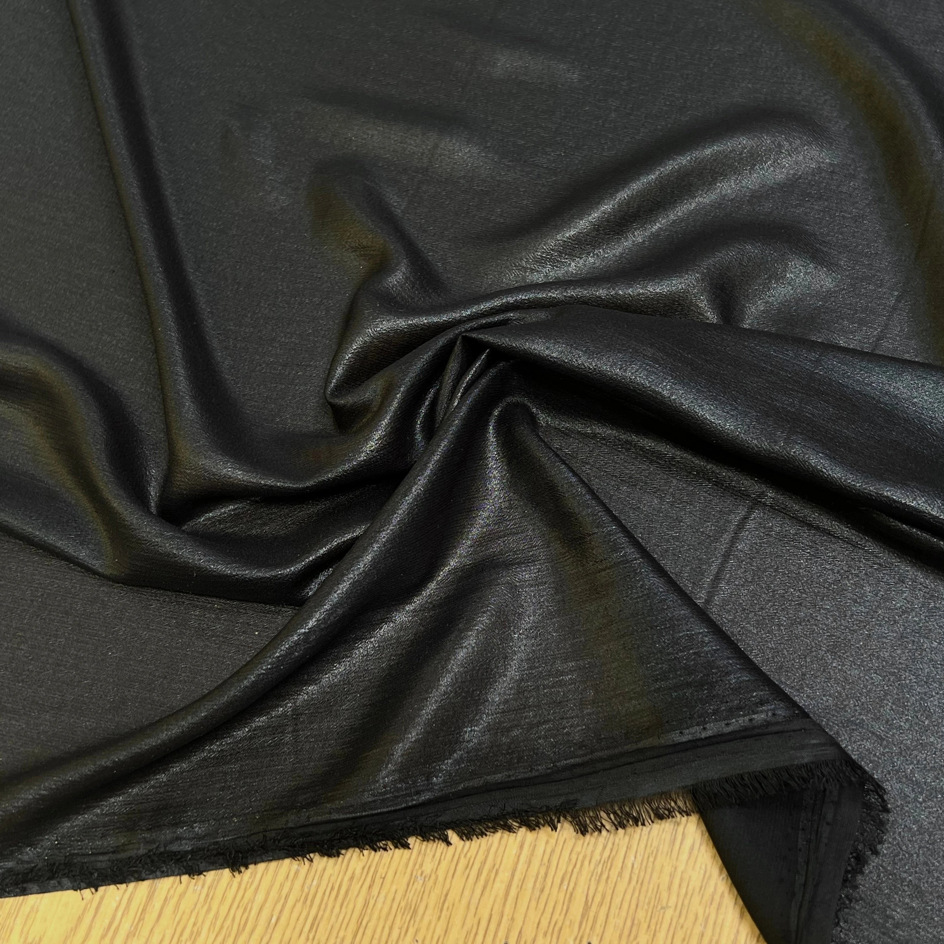 TISSU FLUIDE SCINTILLANT ÉFFET HUILÉ NOIR - My Little Coupon