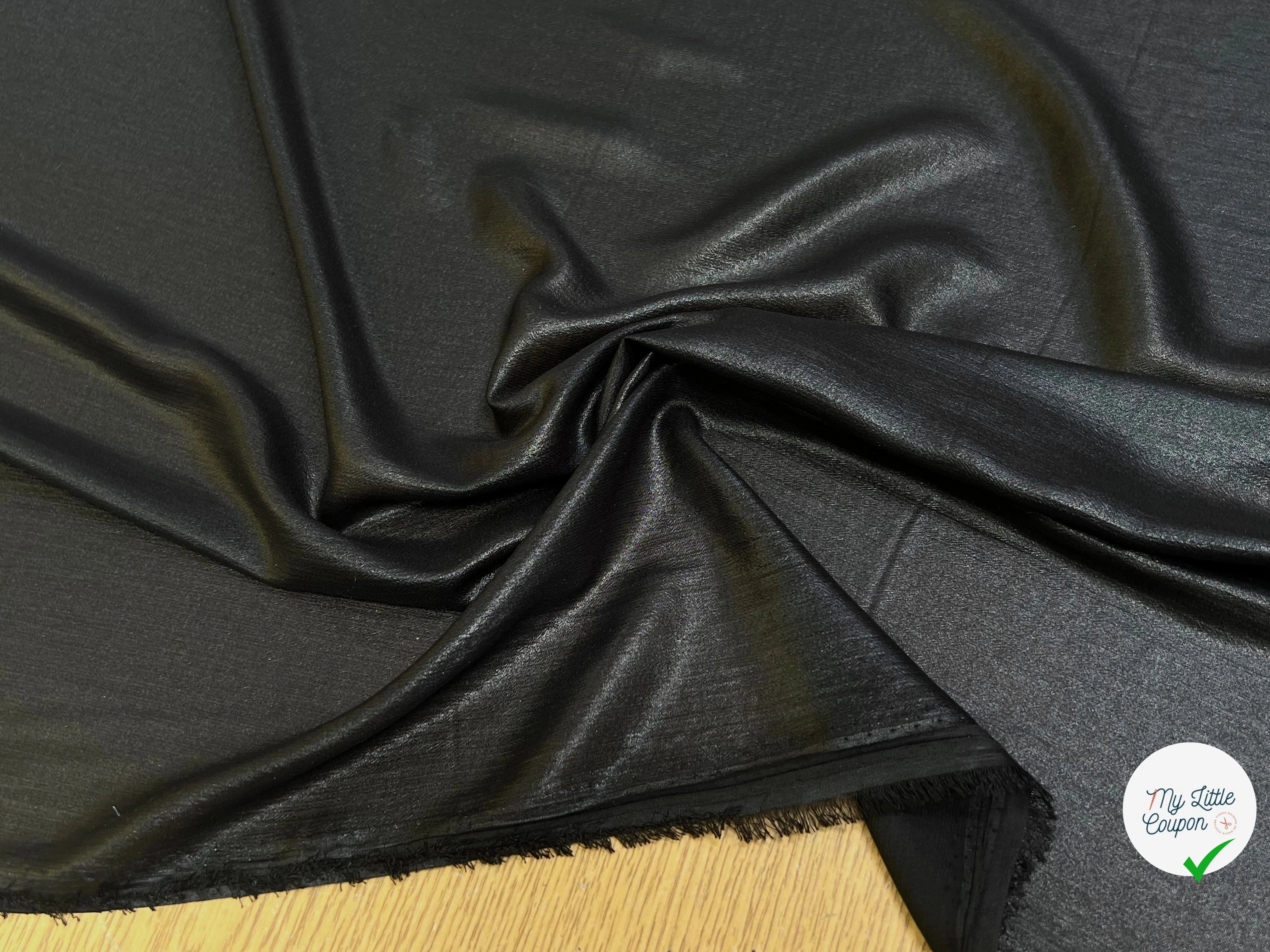TISSU FLUIDE SCINTILLANT ÉFFET HUILÉ NOIR - My Little Coupon