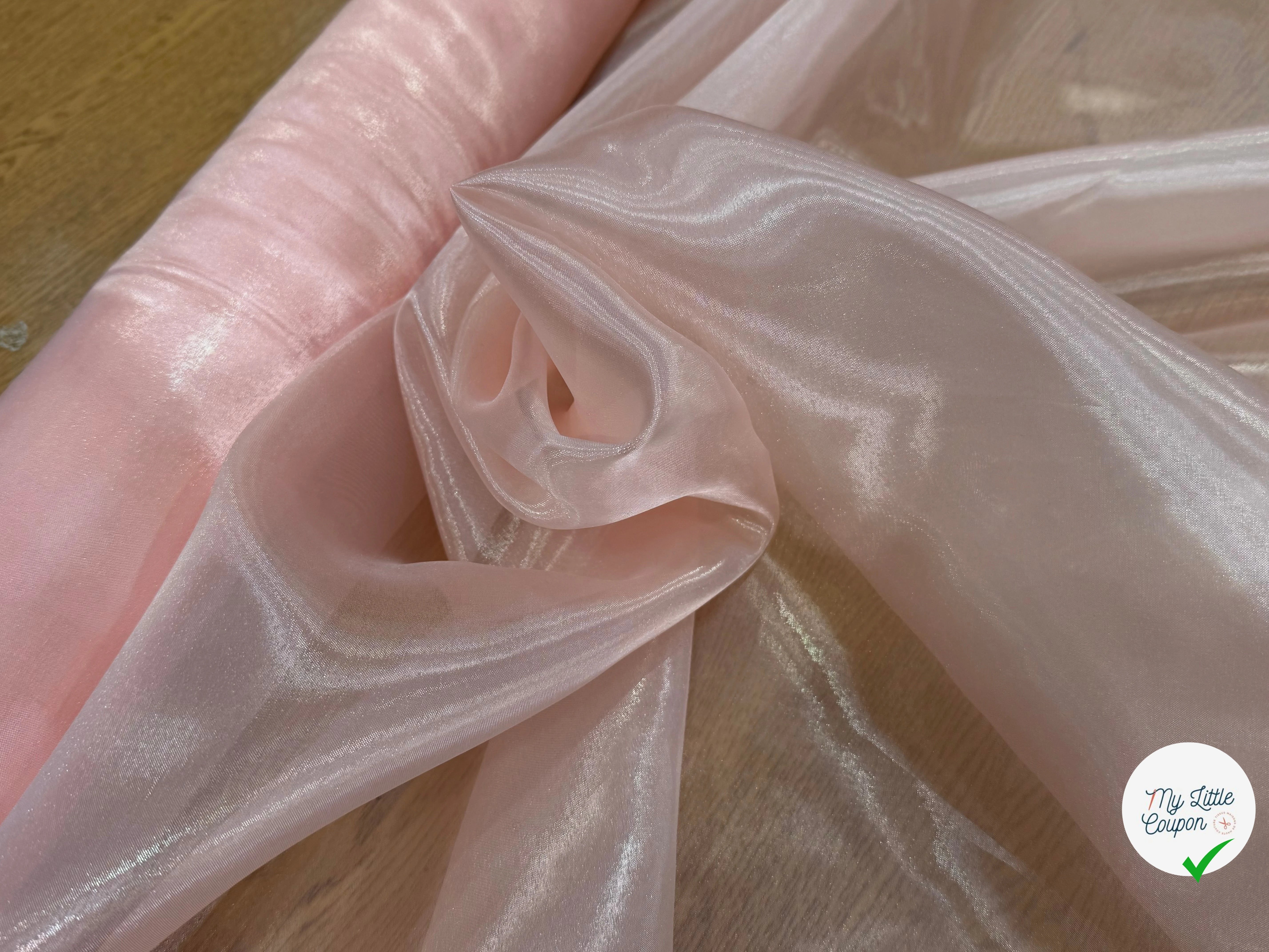 TISSU ORGANZA ROSE PALE BRILLANT - My Little Coupon