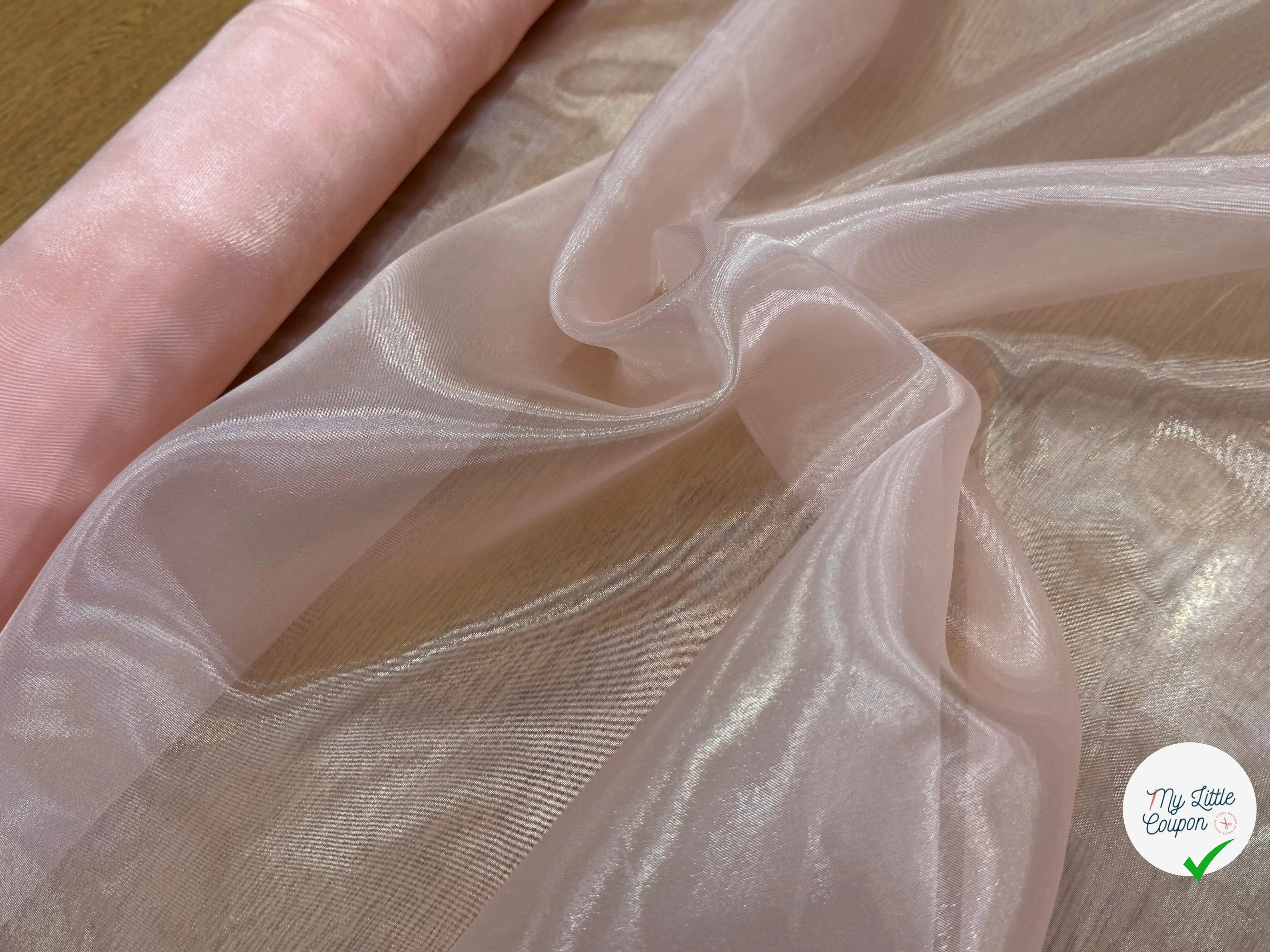 TISSU ORGANZA ROSE PALE BRILLANT - My Little Coupon