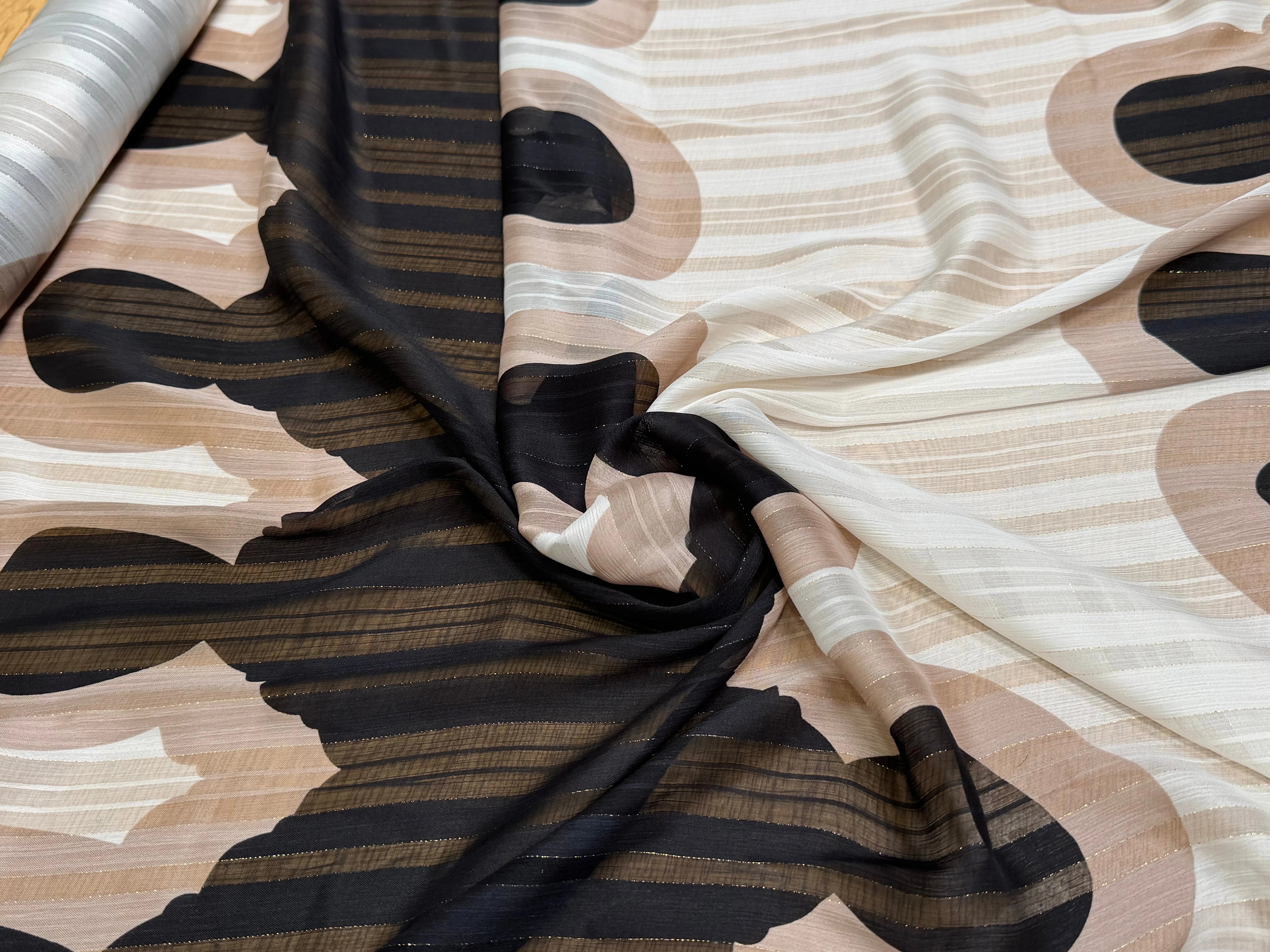 TISSU OSLO GOLD MÉTAL OMBRE CREME NOIR - My Little Coupon