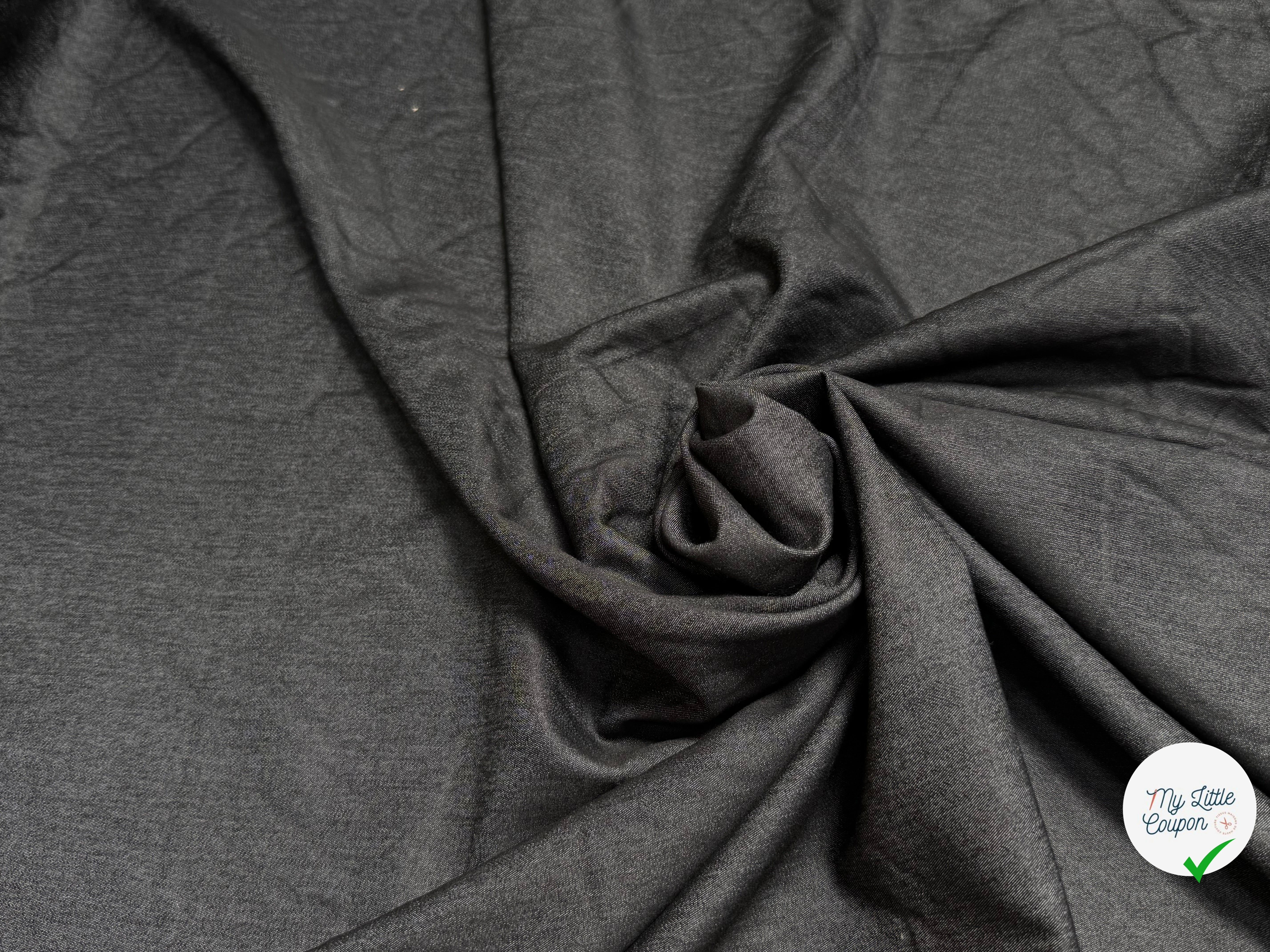 TISSU POLYVISCOSE FLUIDE SATINÉ GRIS ESPRIT DENIM - My Little Coupon