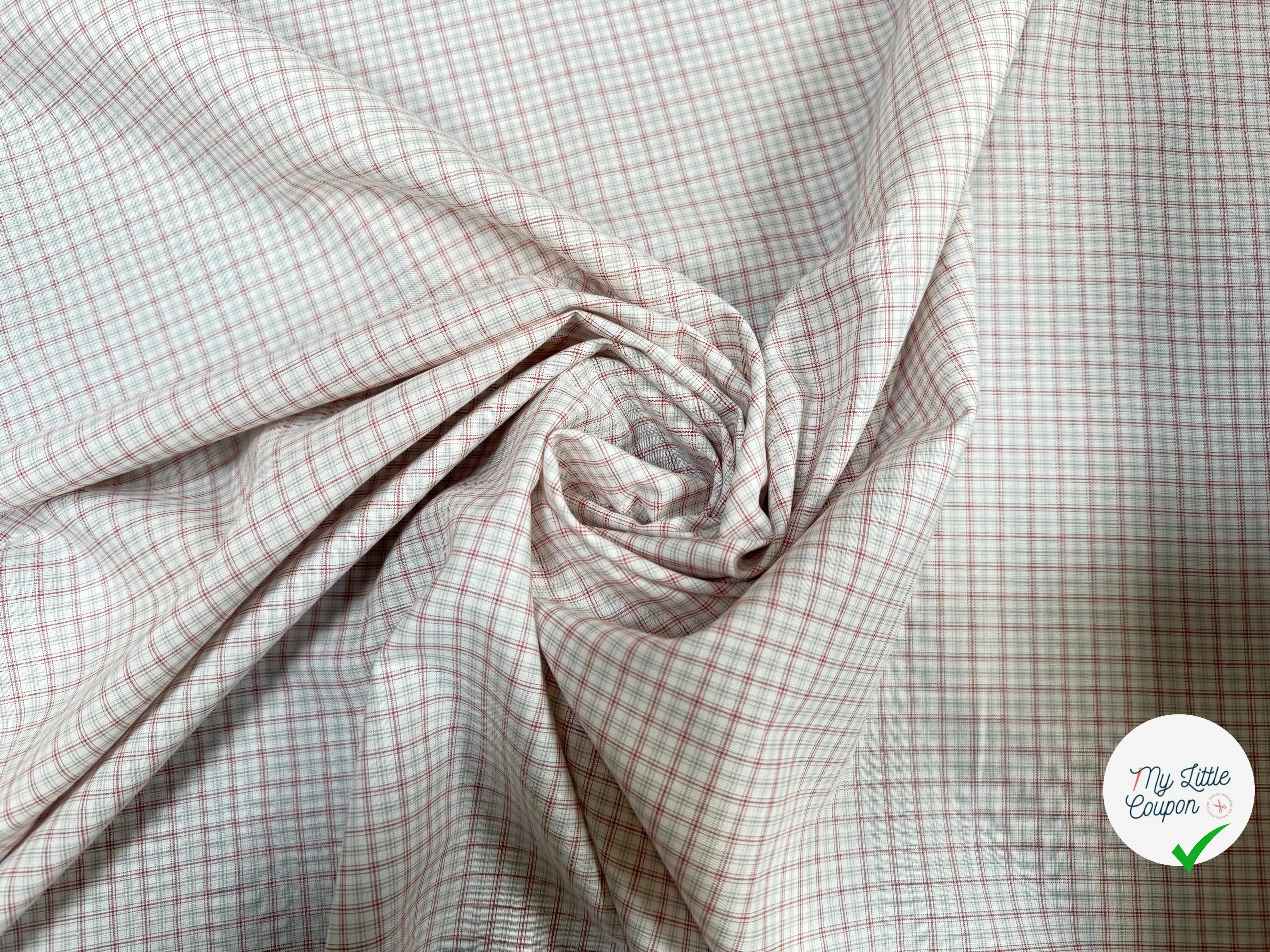 TISSU POPELINE CARREAUX ROUGE MOYEN - My Little Coupon