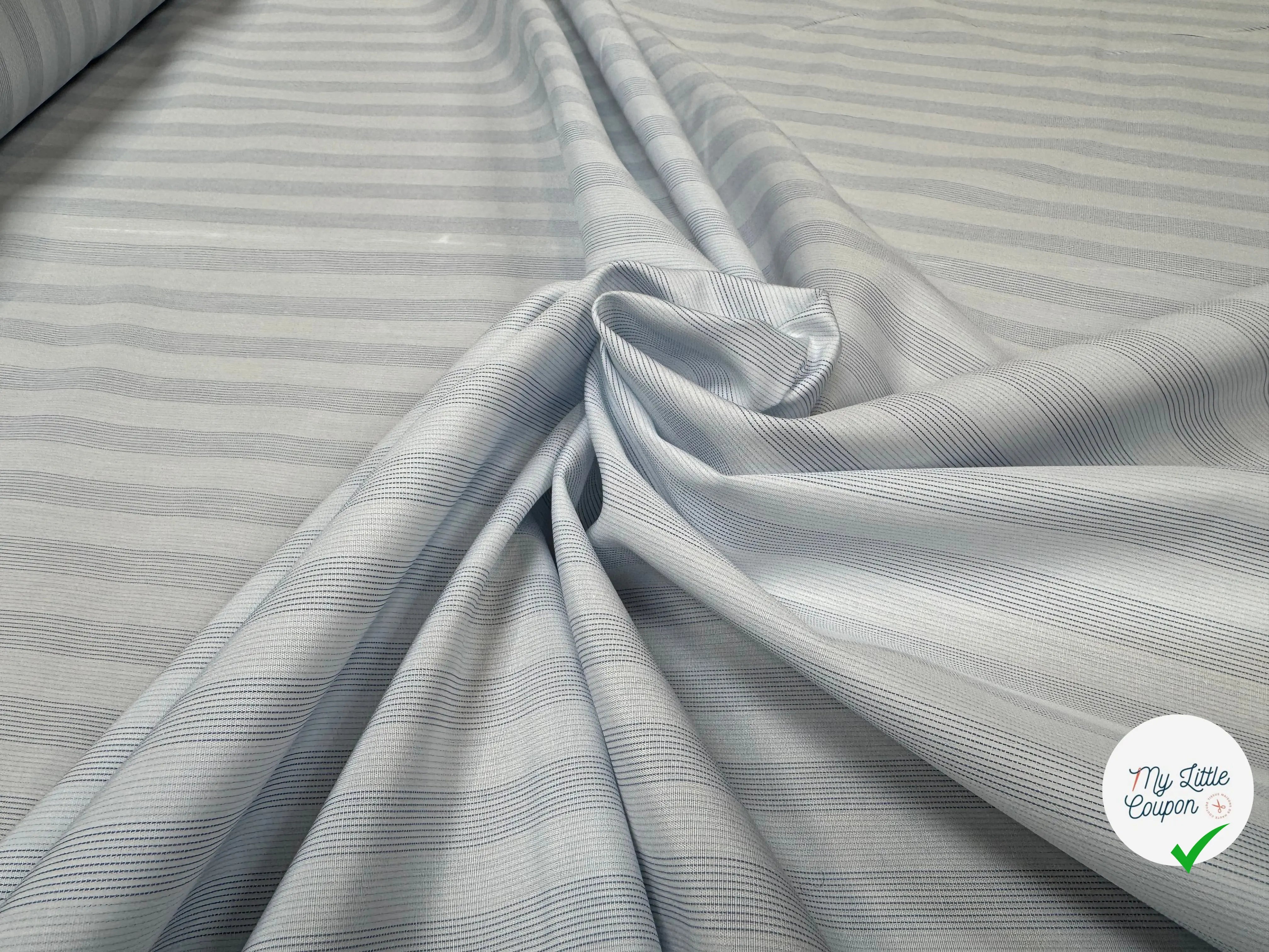 TISSU POPELINE - TOILE RAYE BLEU - My Little Coupon